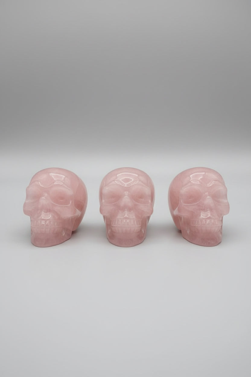 Natural Rose Quartz Carved Skull Crystal Specimen