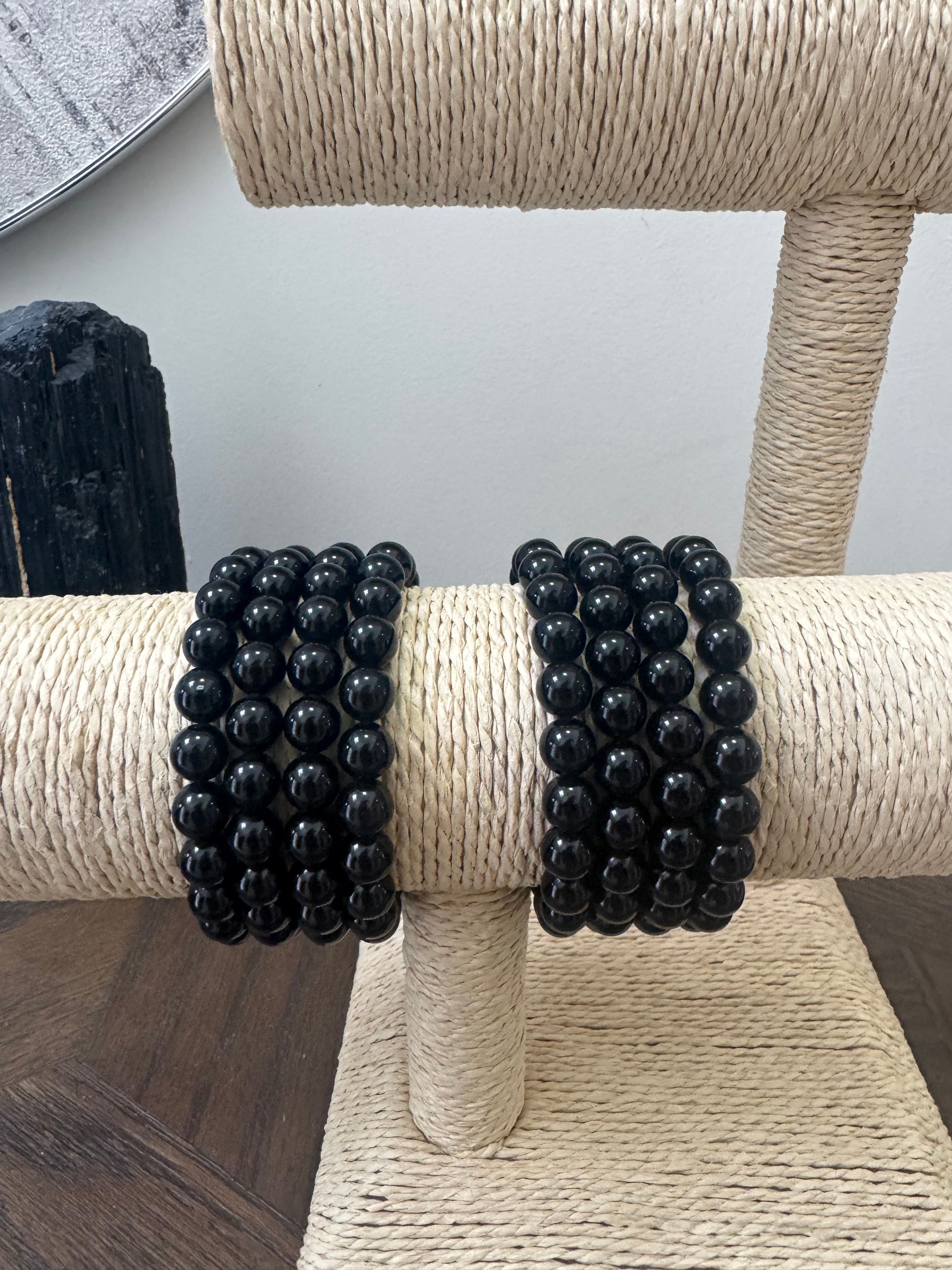 🖤 Black Tourmaline 8mm Crystal Bracelet – Protection & Grounding