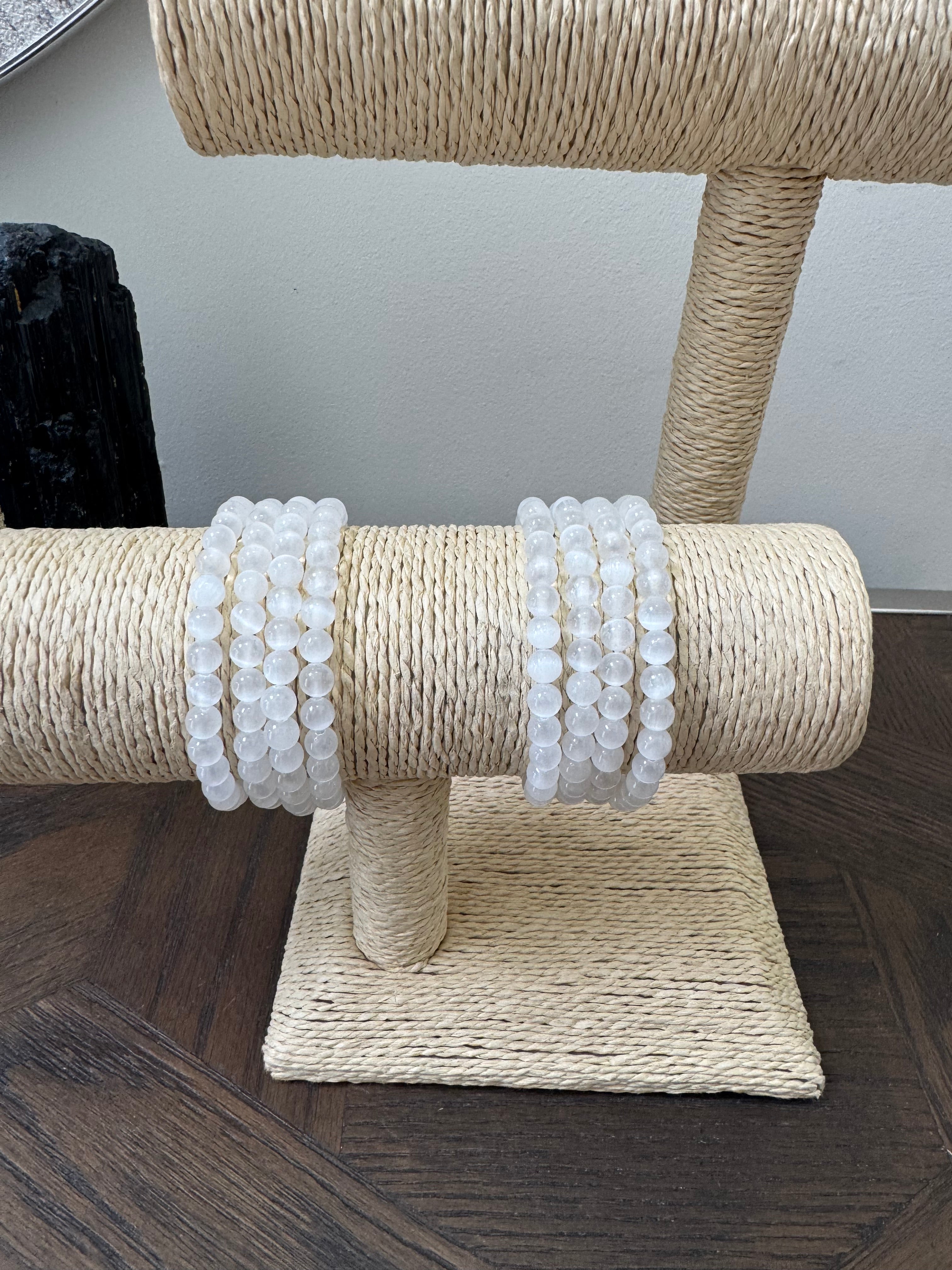 🤍 Selenite 6mm Crystal Bracelet – Cleansing, Clarity & Light