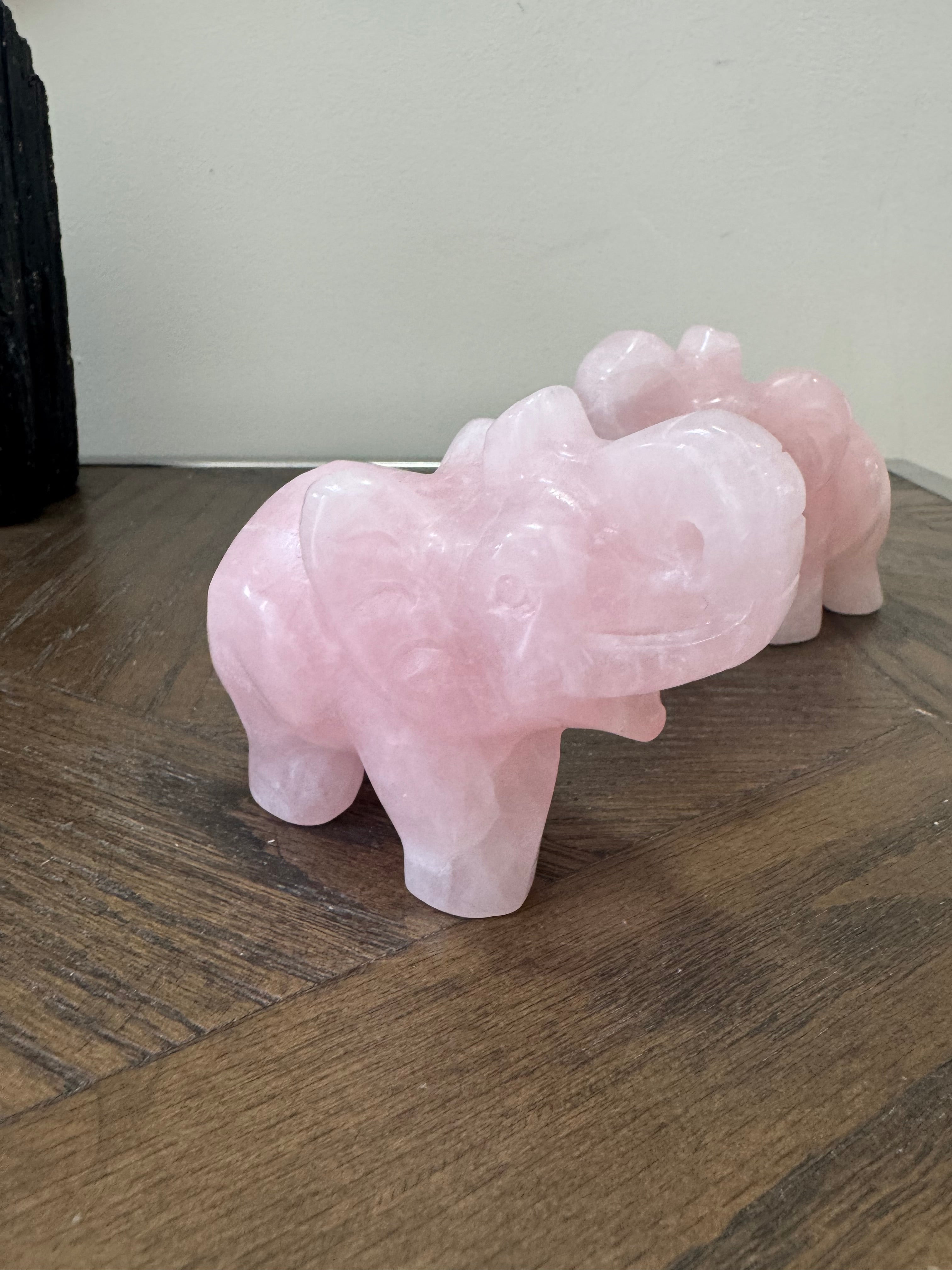 🐘 Rose Quartz Elephant – Love, Luck & Gentle Strength