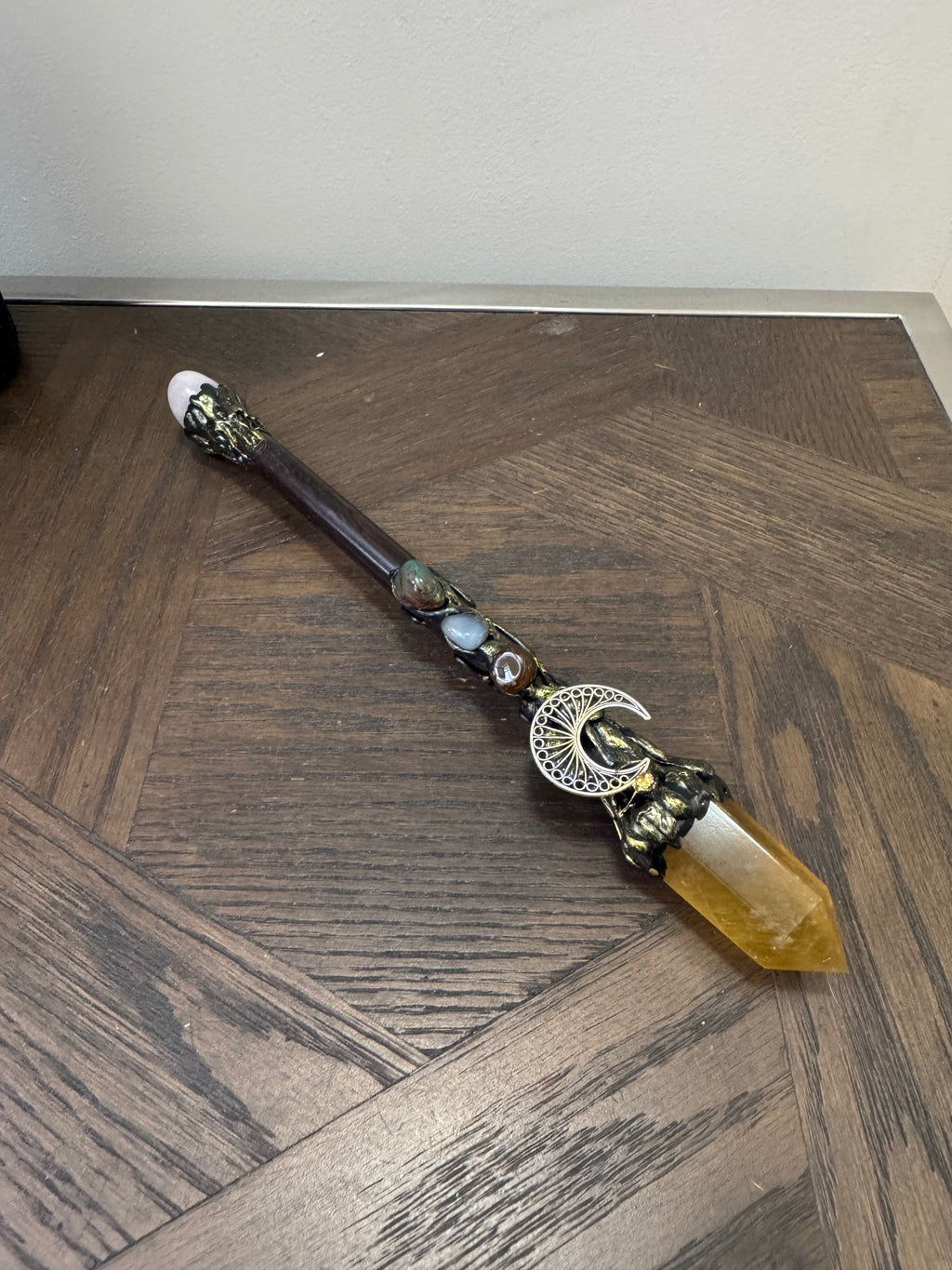 ☀️ Citrine & Rose Quartz Ritual Wand – The Abundance & Love Wand