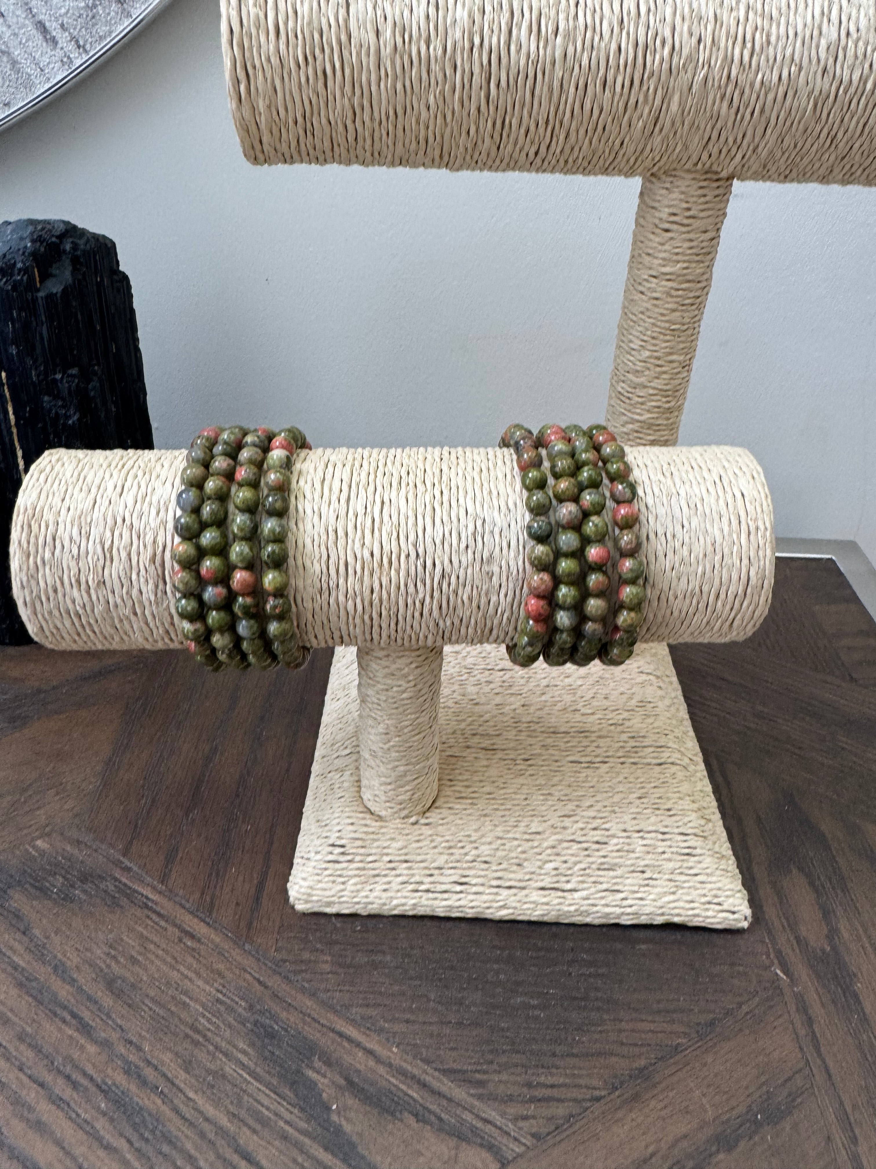 🌿 Unakite 6mm Crystal Bracelet – Balance, Growth & Emotional Renewal