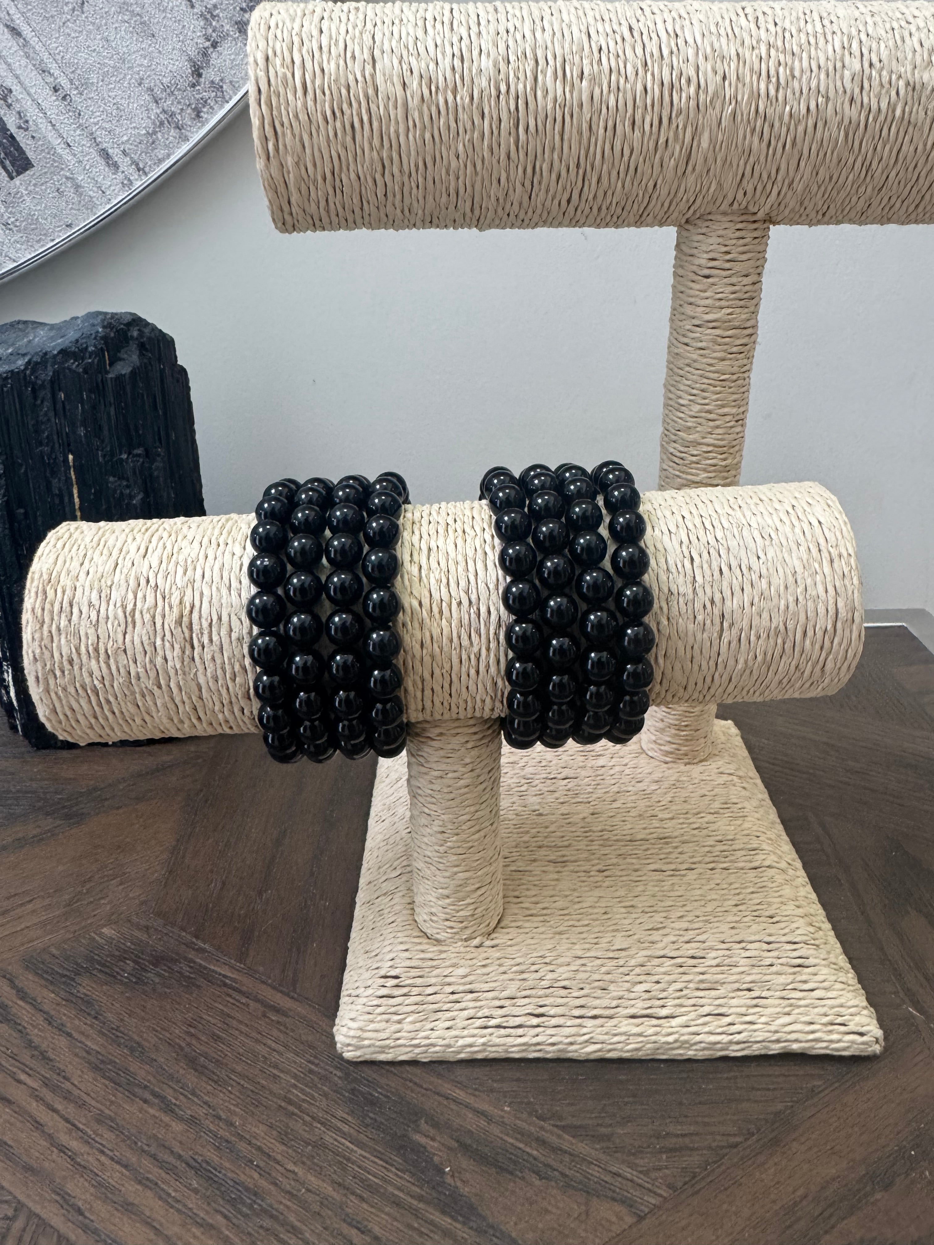🖤 Black Tourmaline 8mm Crystal Bracelet – Protection & Grounding
