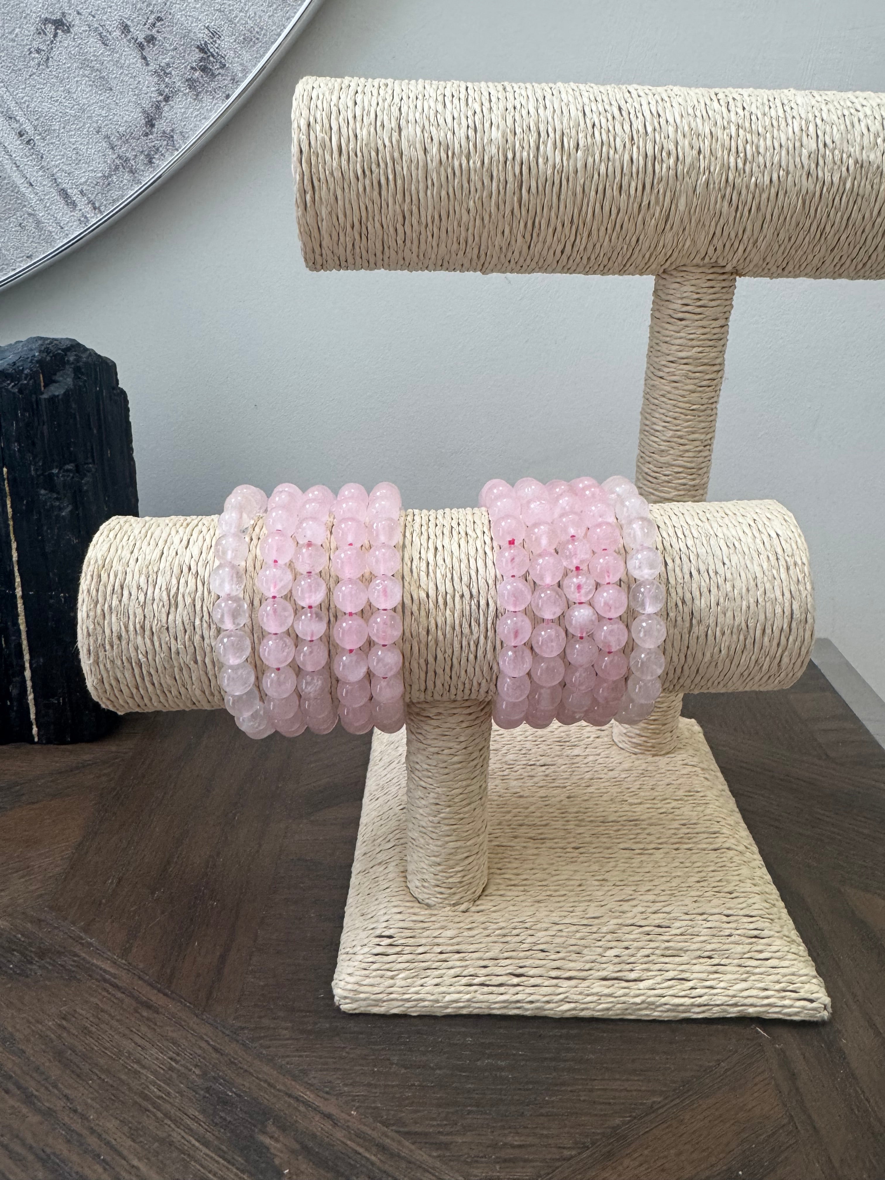🌸 Rose Quartz Crystal Bracelet – Love & Heart Harmony 8mm