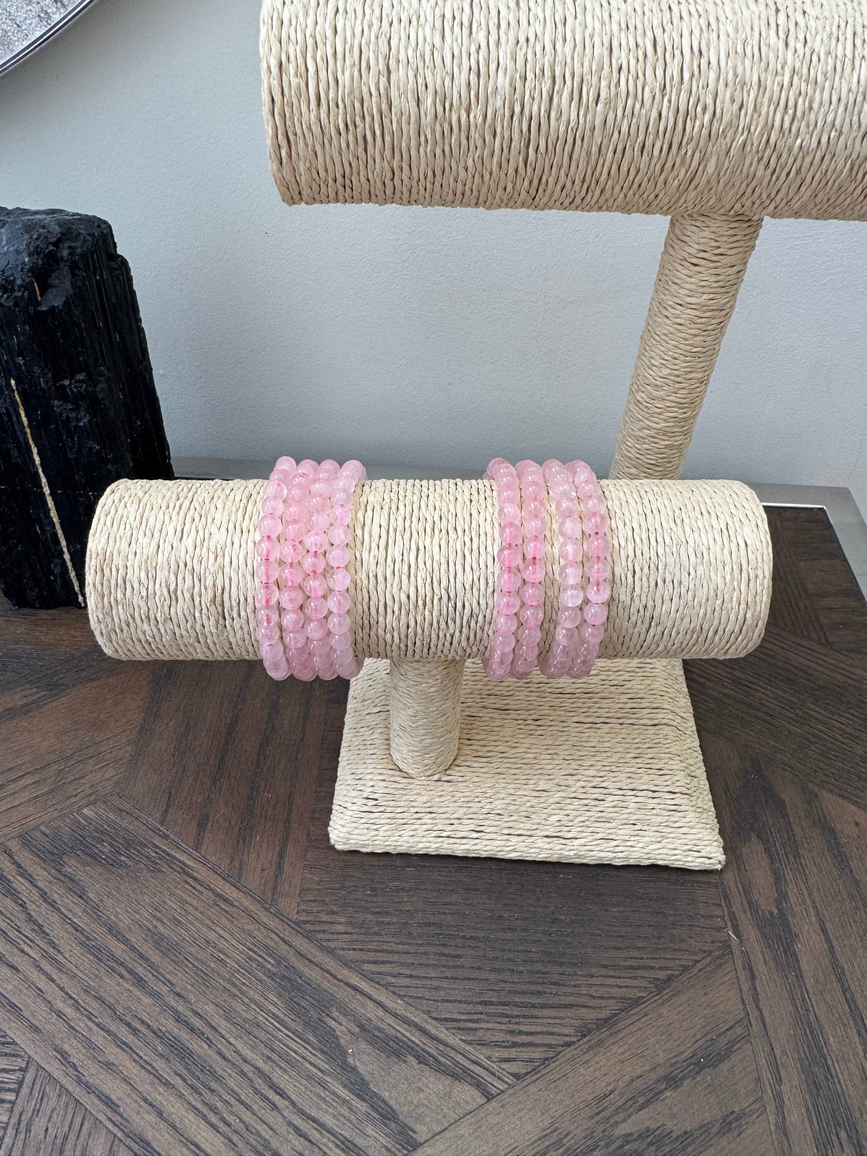 🌸 Rose Quartz 6mm Crystal Bracelet – Love, Self-Love & Emotional Harmony