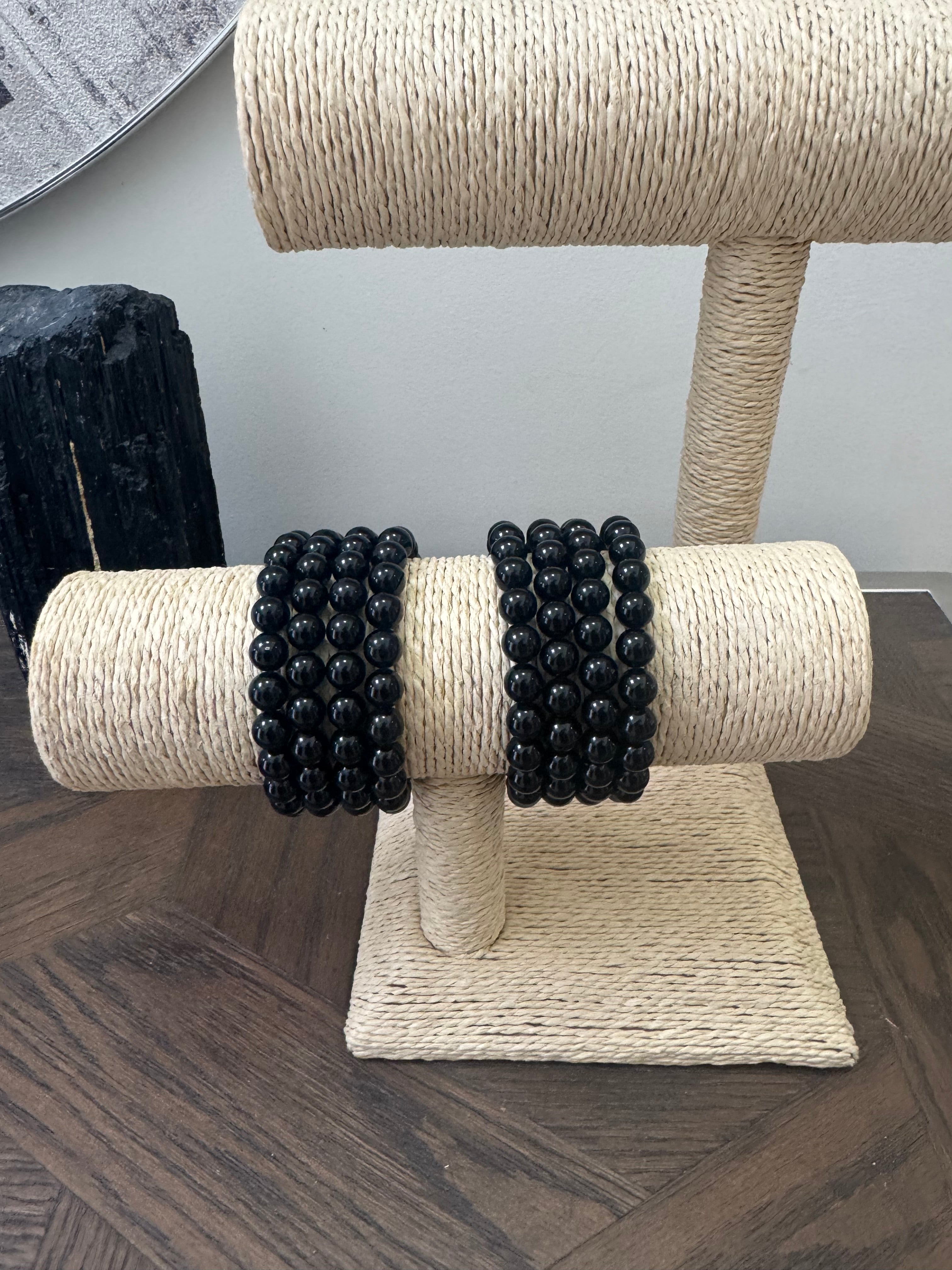 🖤 Black Tourmaline 8mm Crystal Bracelet – Protection & Grounding