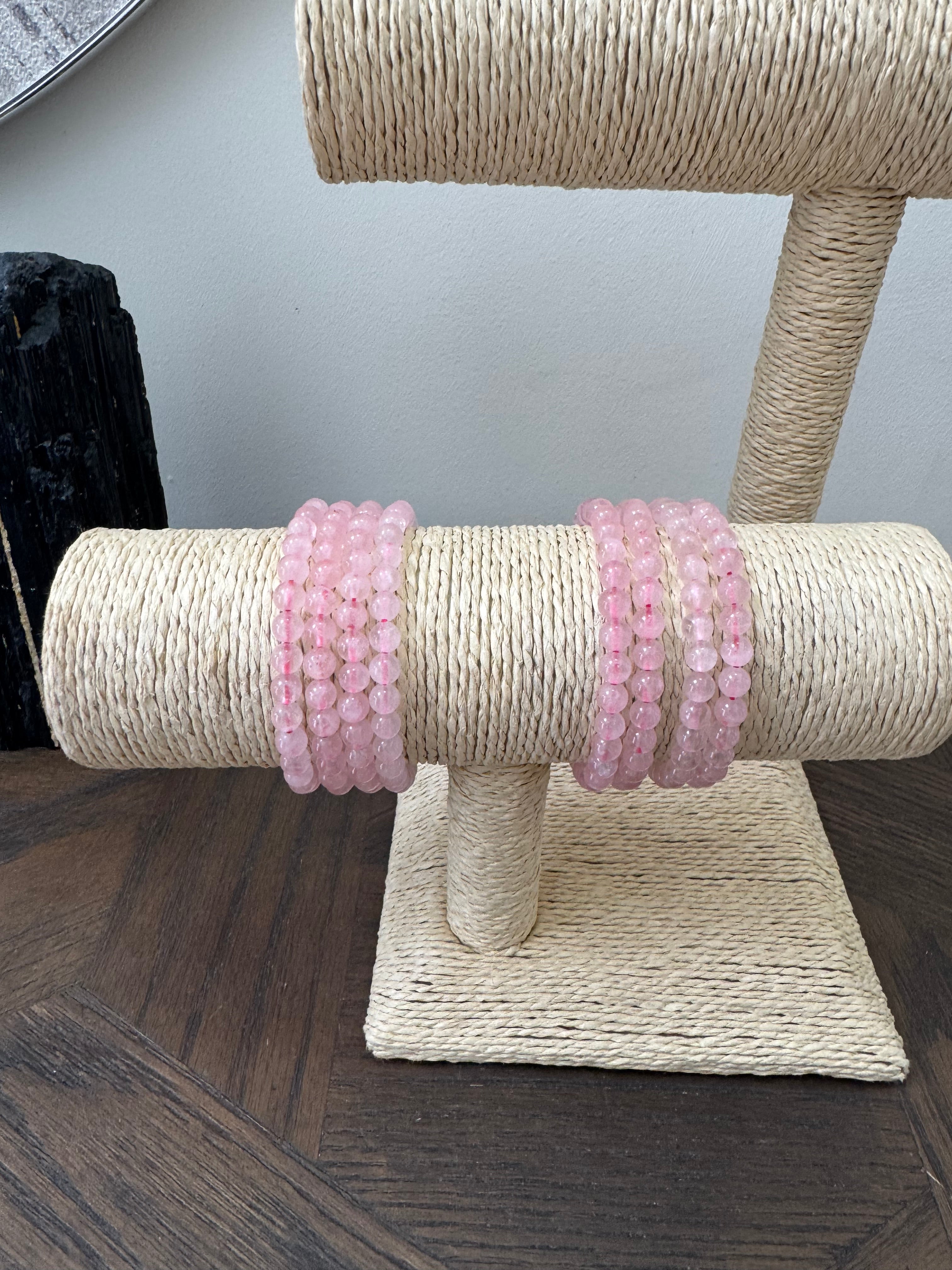 🌸 Rose Quartz 6mm Crystal Bracelet – Love, Self-Love & Emotional Harmony