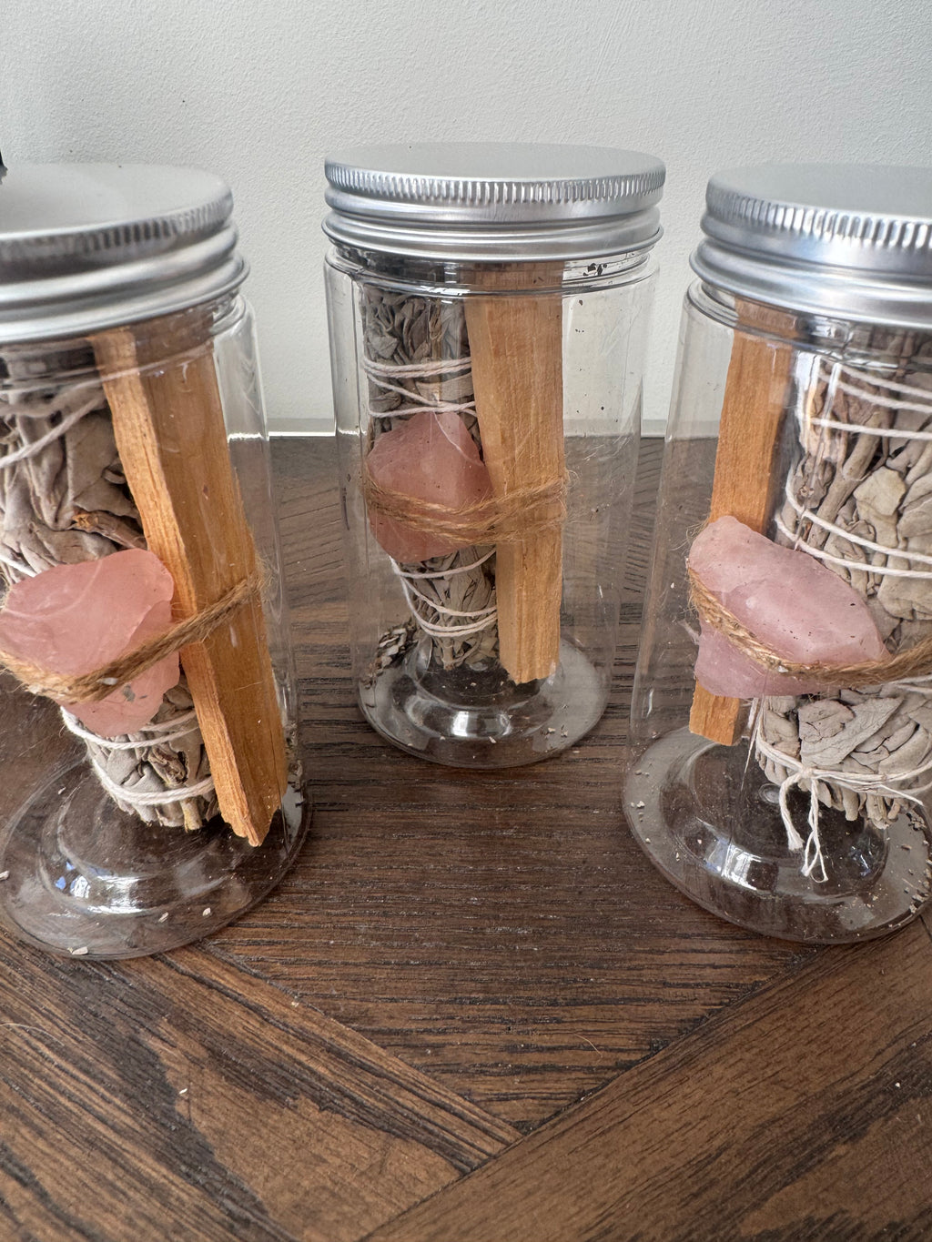 🩷🌿 Rose Quartz, White Sage & Palo Santo Cleansing Ritual Jar ✨