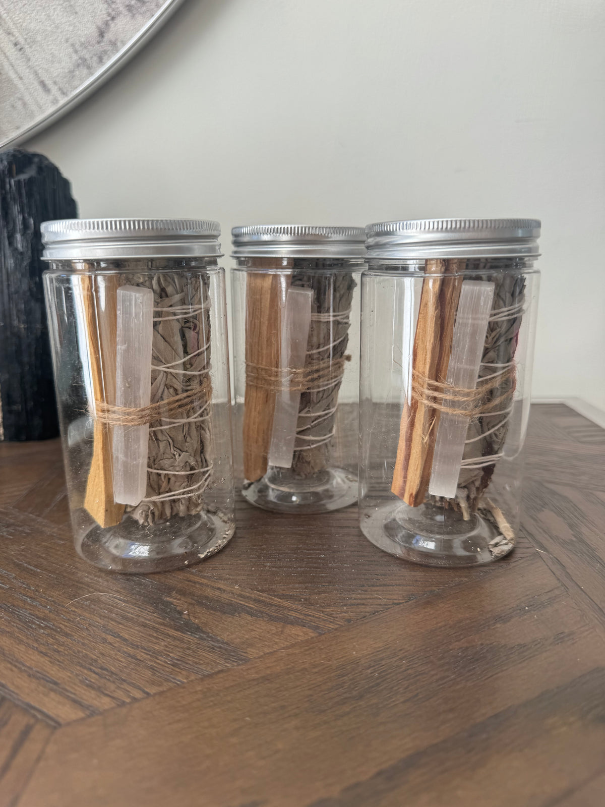 🤍🌿 Selenite, White Sage & Palo Santo Cleansing Ritual Jar ✨