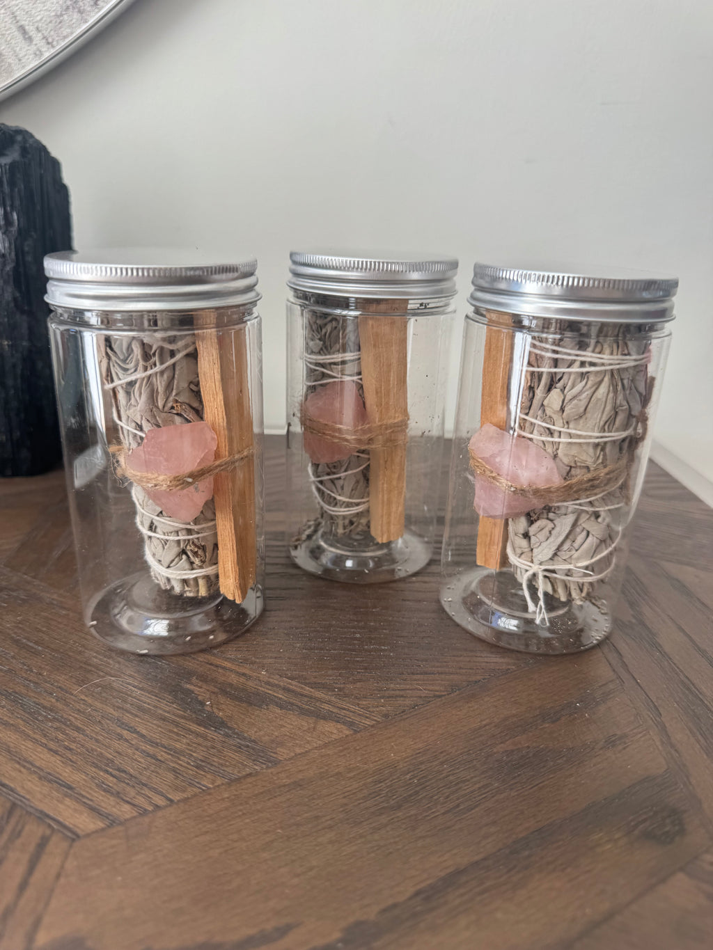 🩷🌿 Rose Quartz, White Sage & Palo Santo Cleansing Ritual Jar ✨