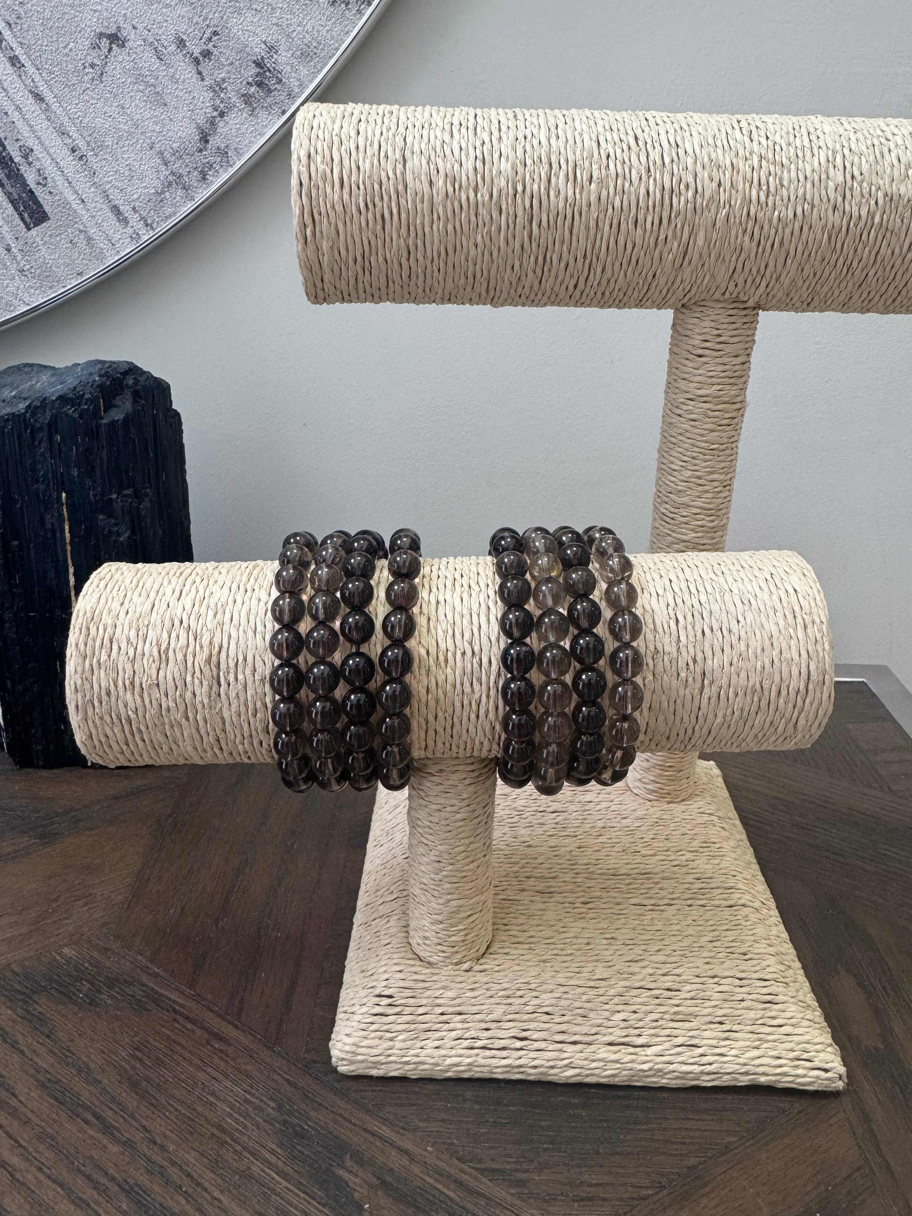 🤎 Smoky Quartz 8mm Crystal Bracelet – Grounding, Protection & Release