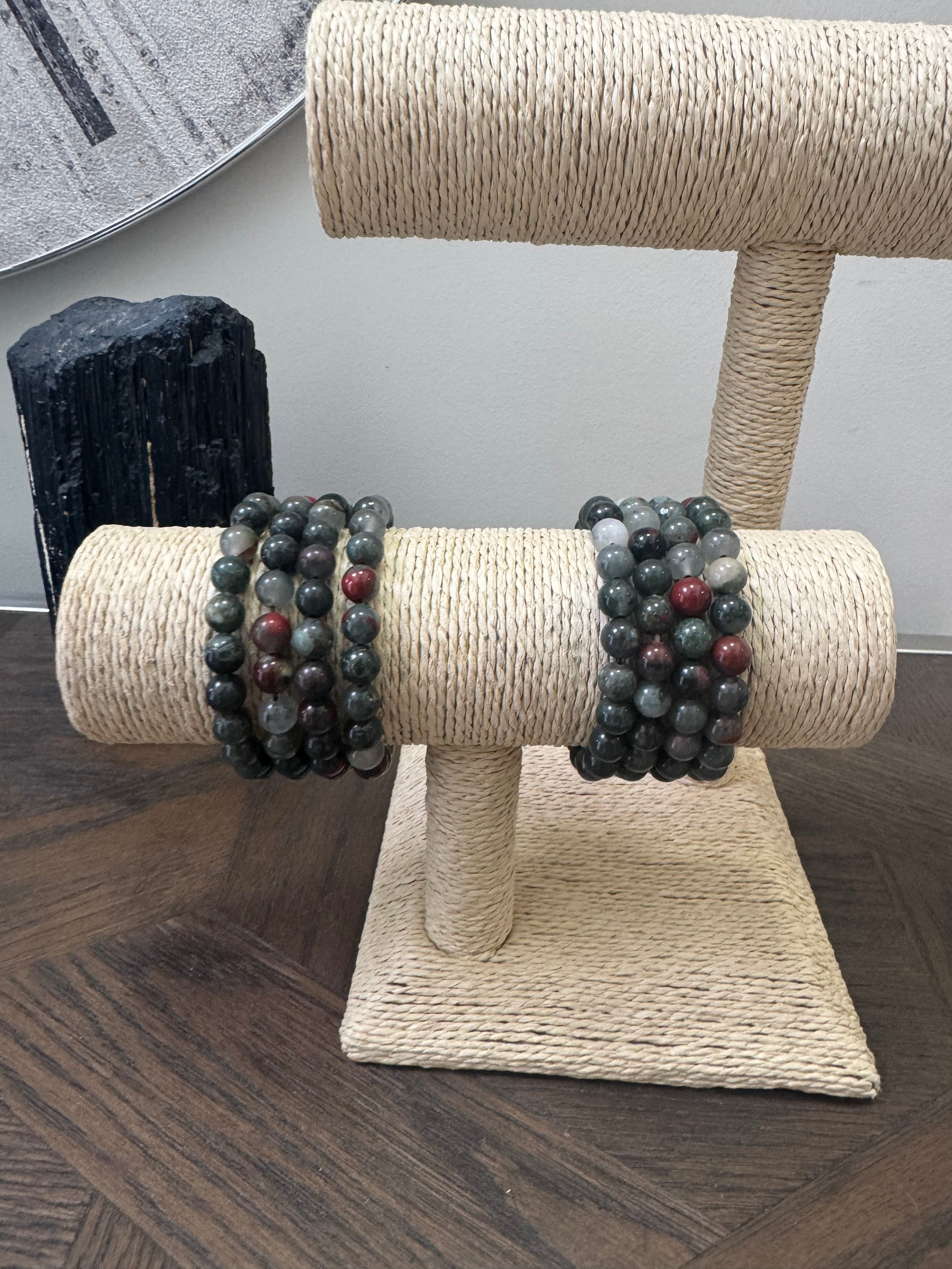 🐉 Dragon Blood Jasper 8mm Crystal Bracelet – Strength, Courage & Vitality