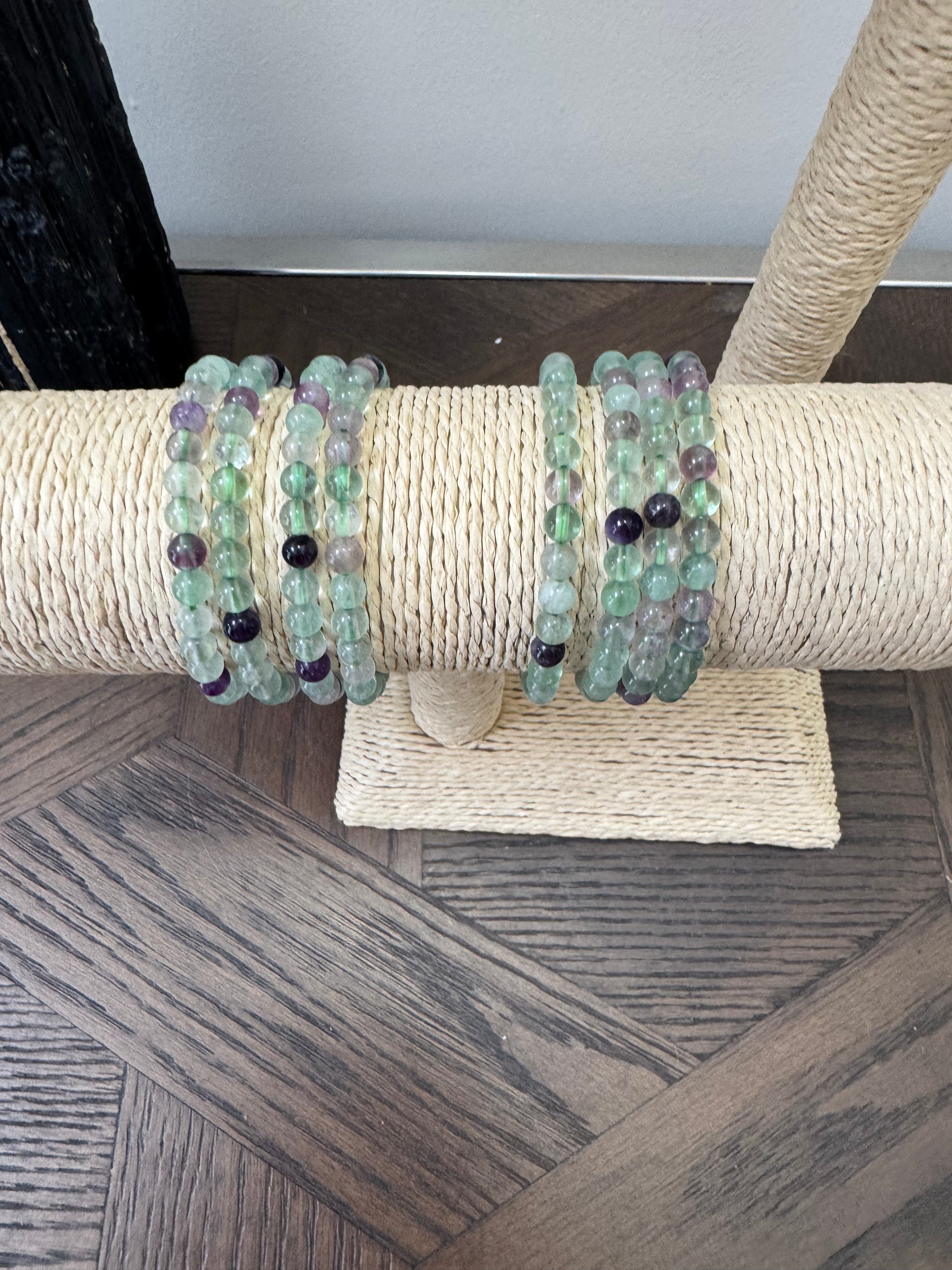 💚💜 Fluorite 6mm Crystal Bracelet – Focus, Clarity & Energetic Balance