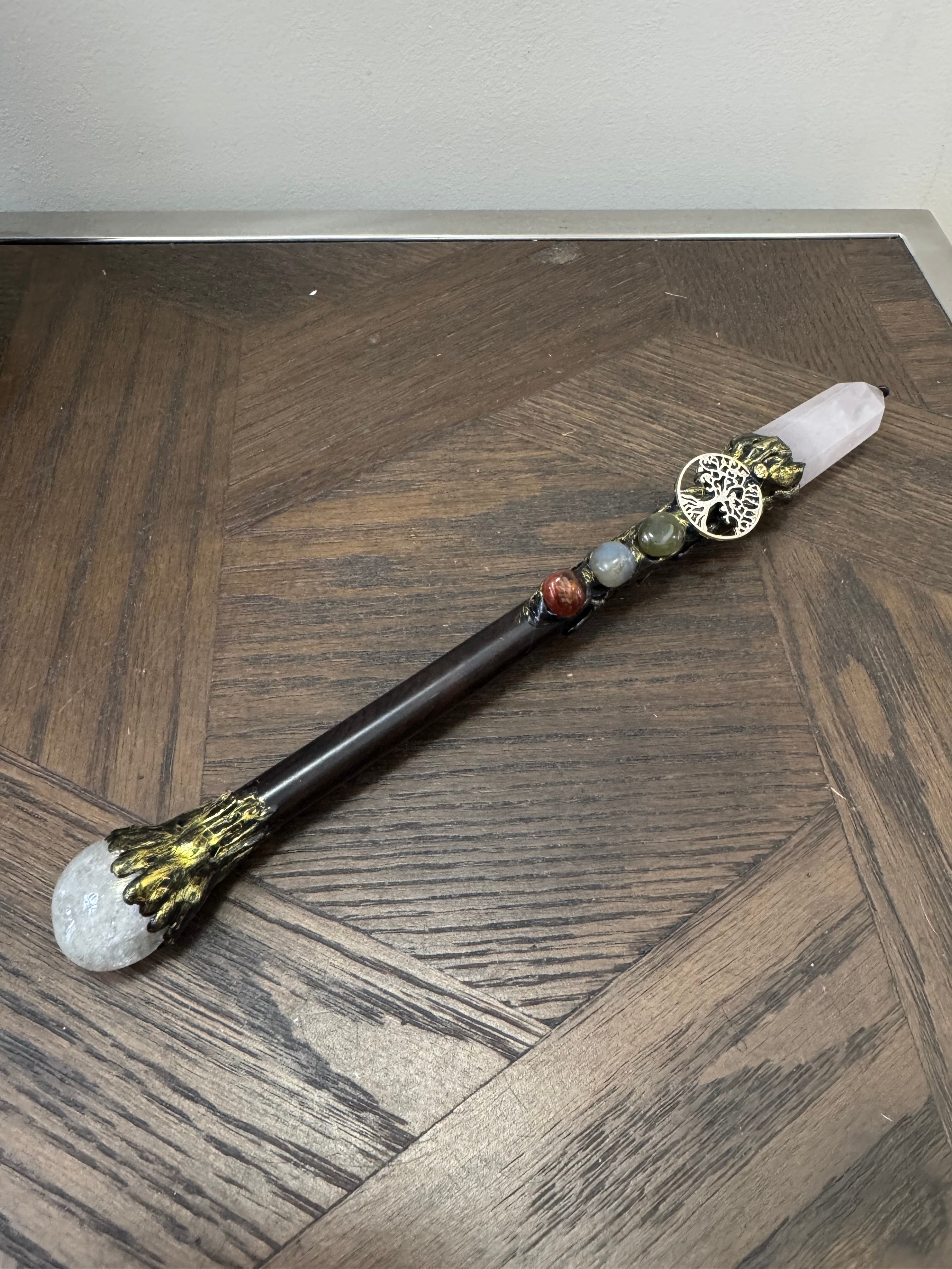 🌸 Rose Quartz Ritual Wand – The Heart & Harmony Wand