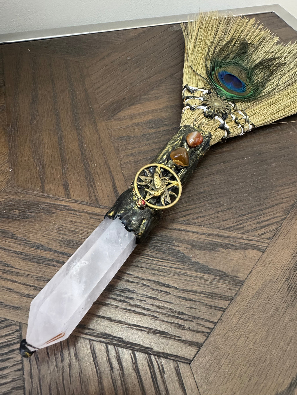 🌸 Rose Quartz Ritual Besom – The Love & Harmony Broom