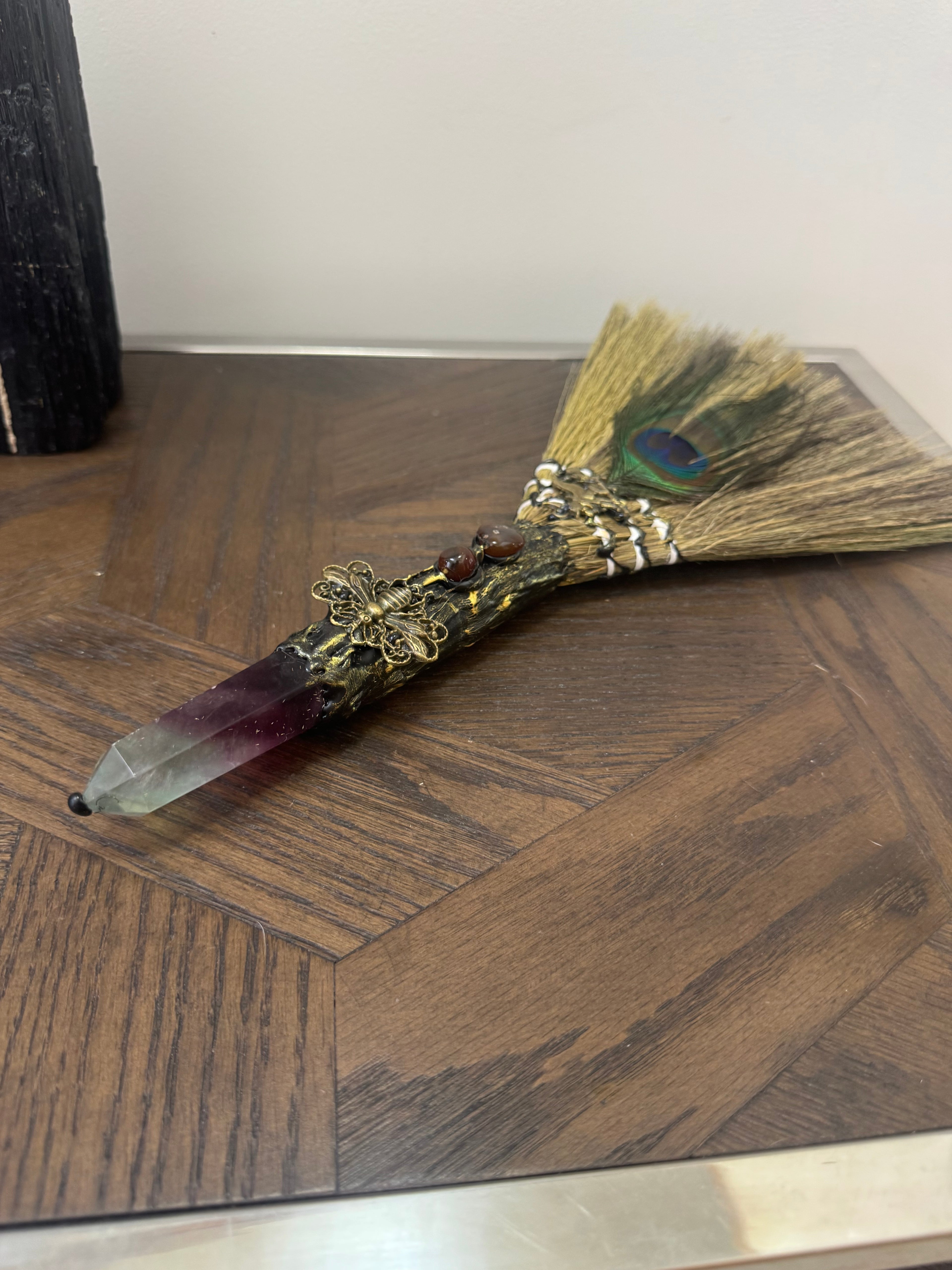 🌈 Rainbow Fluorite Ritual Besom – The Clarity & Alignment Broom