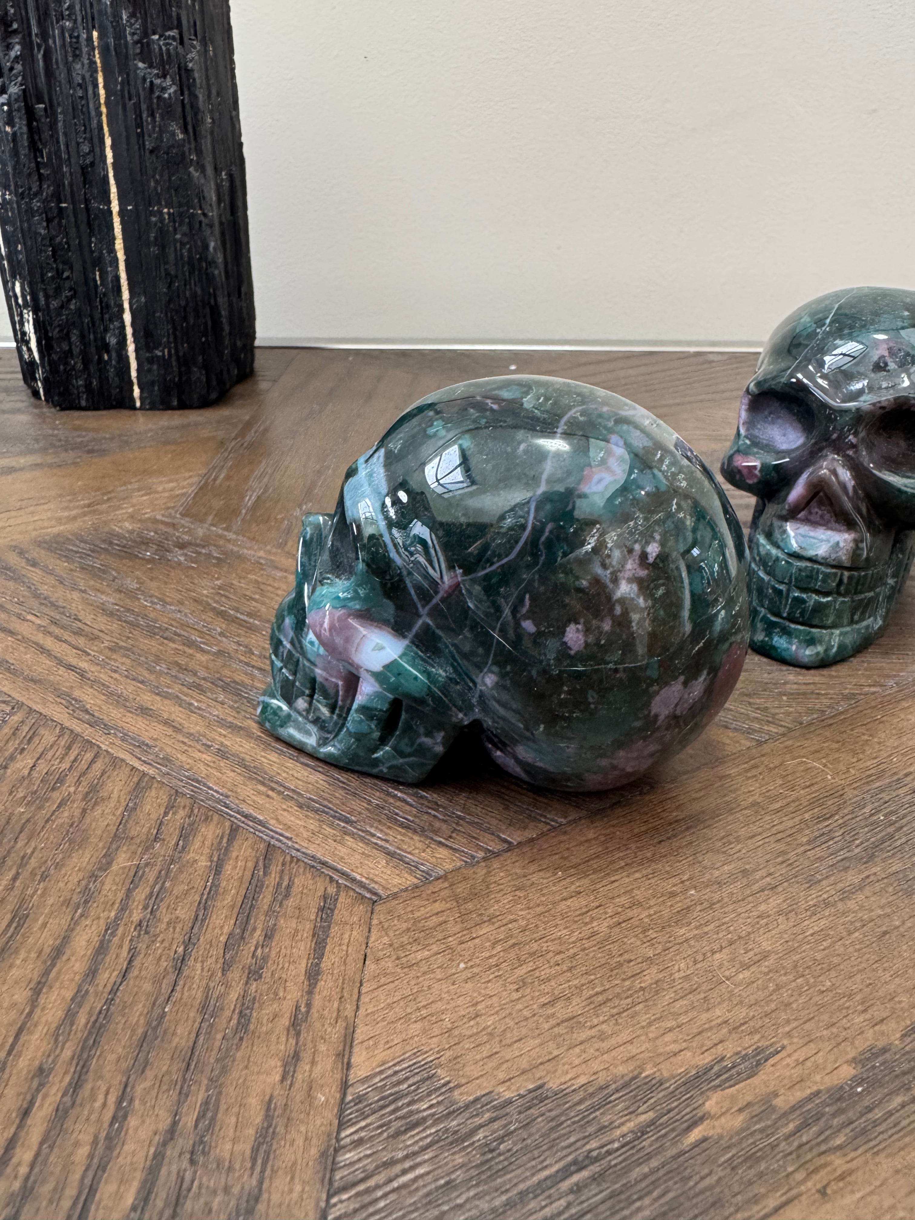 🌊 Ocean Jasper Skull – Renewal, Positivity & Emotional Balance