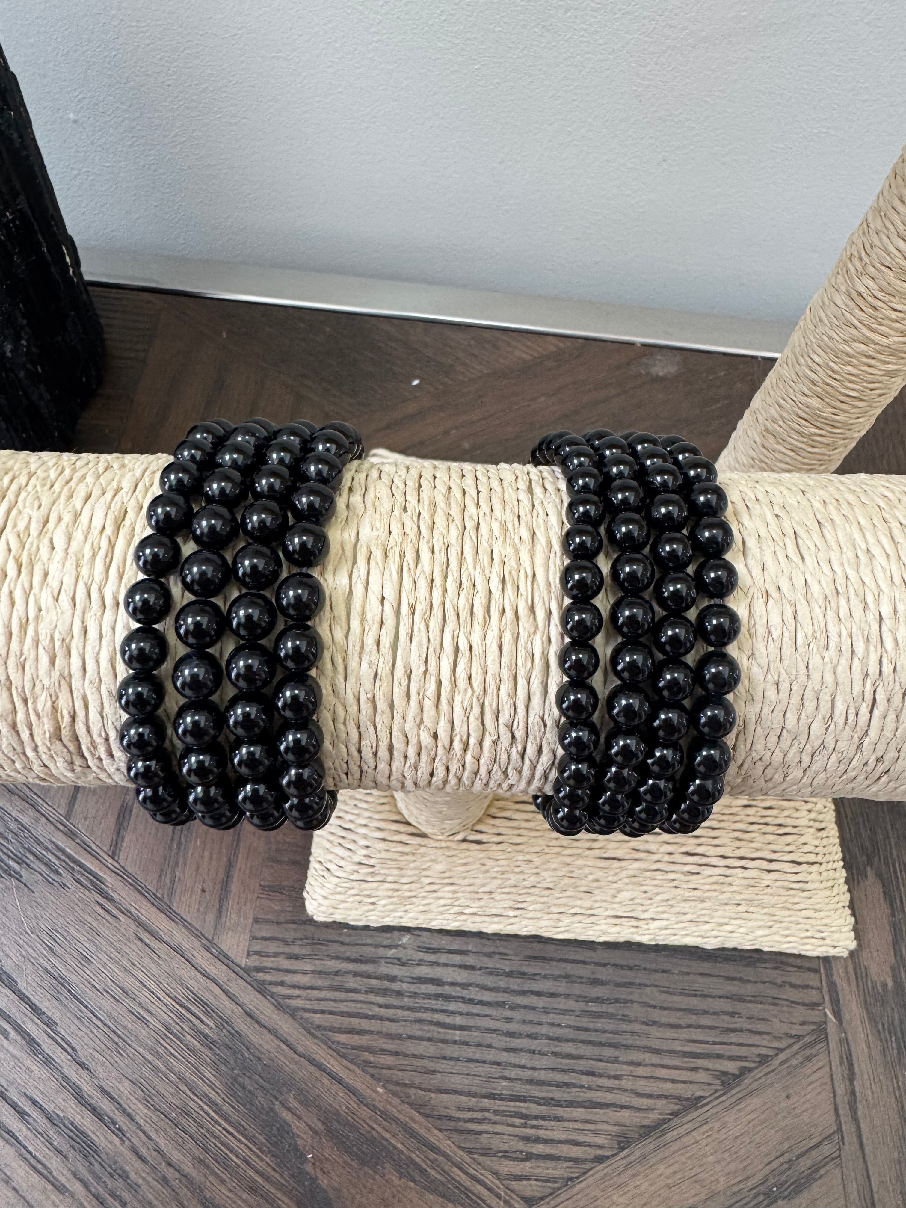 🖤 Black Tourmaline 6mm Crystal Bracelet – Protection, Grounding & Energy Shielding