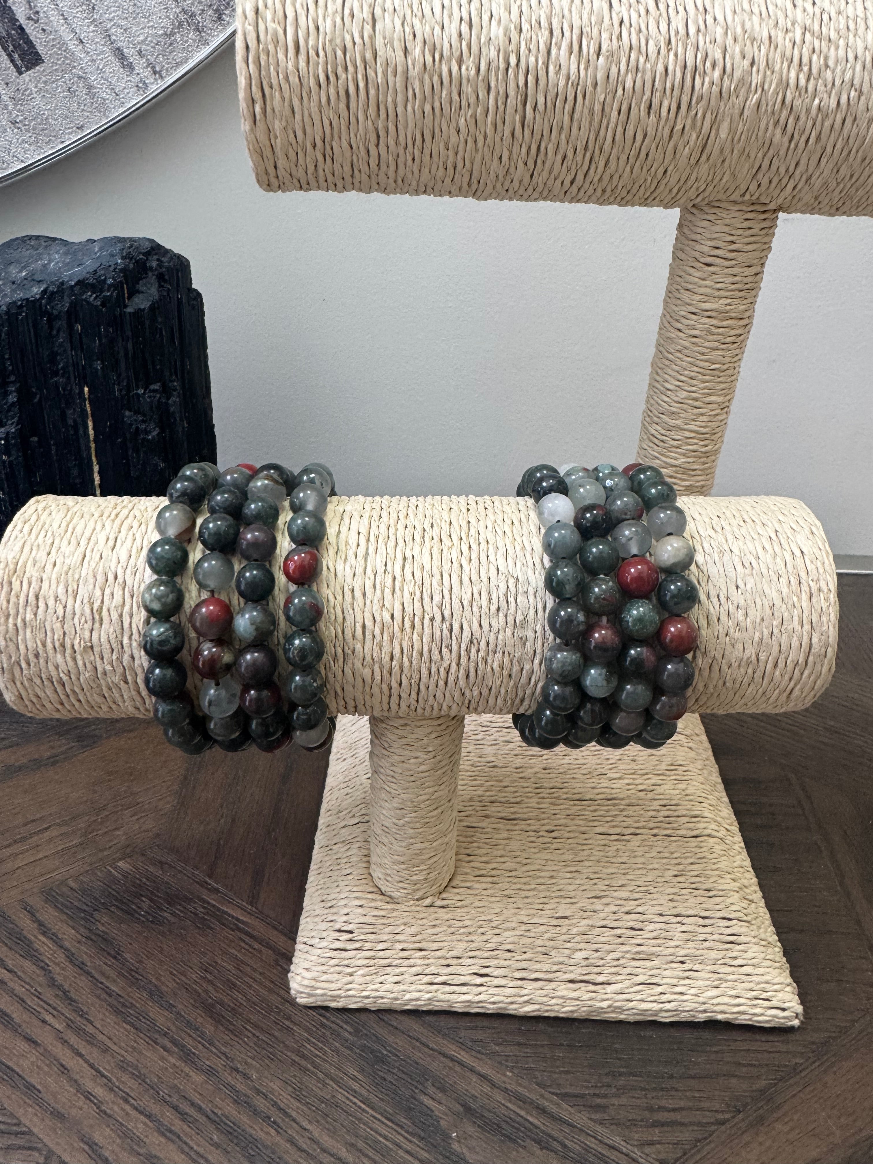 🐉 Dragon Blood Jasper 8mm Crystal Bracelet – Strength, Courage & Vitality