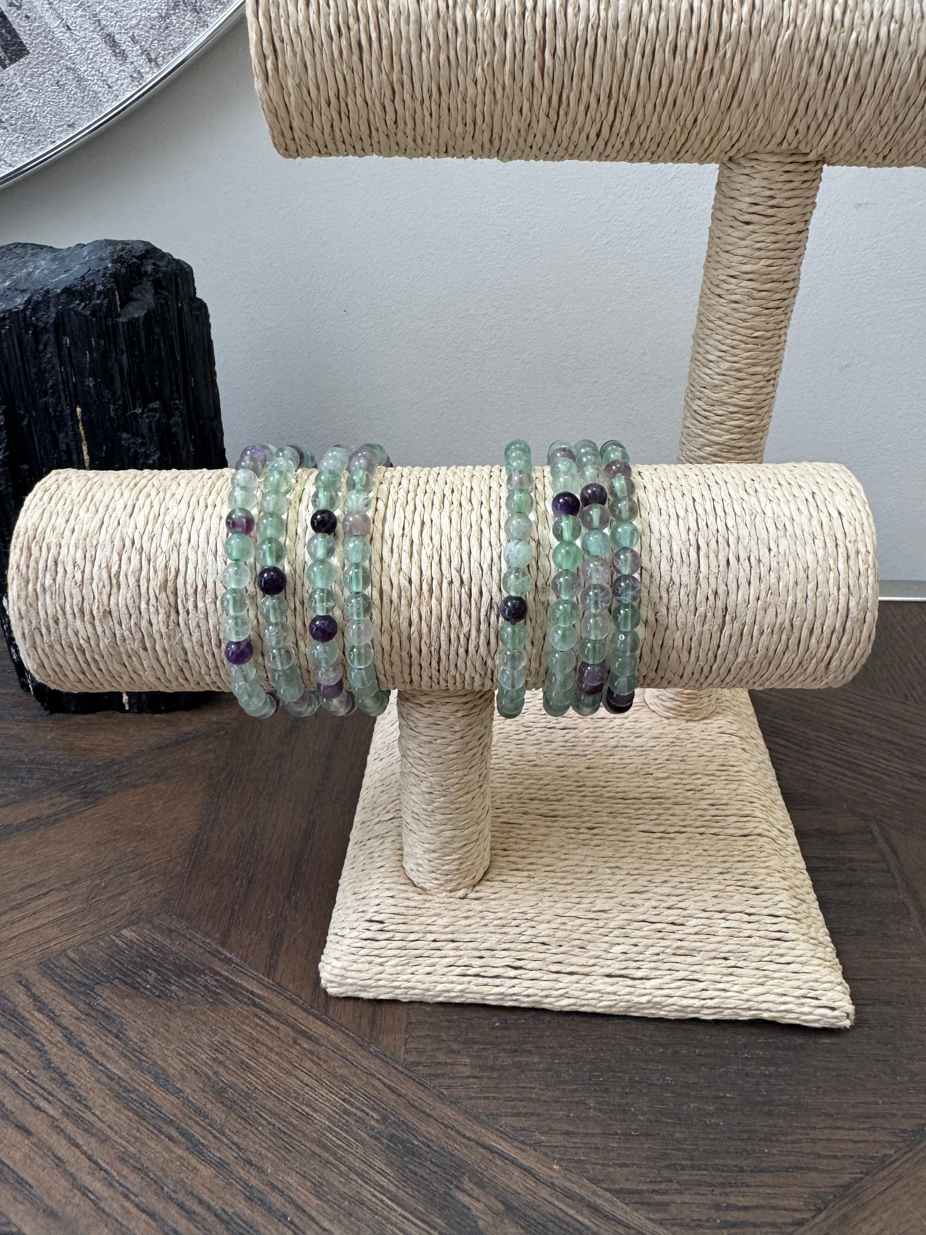 💚💜 Fluorite 6mm Crystal Bracelet – Focus, Clarity & Energetic Balance