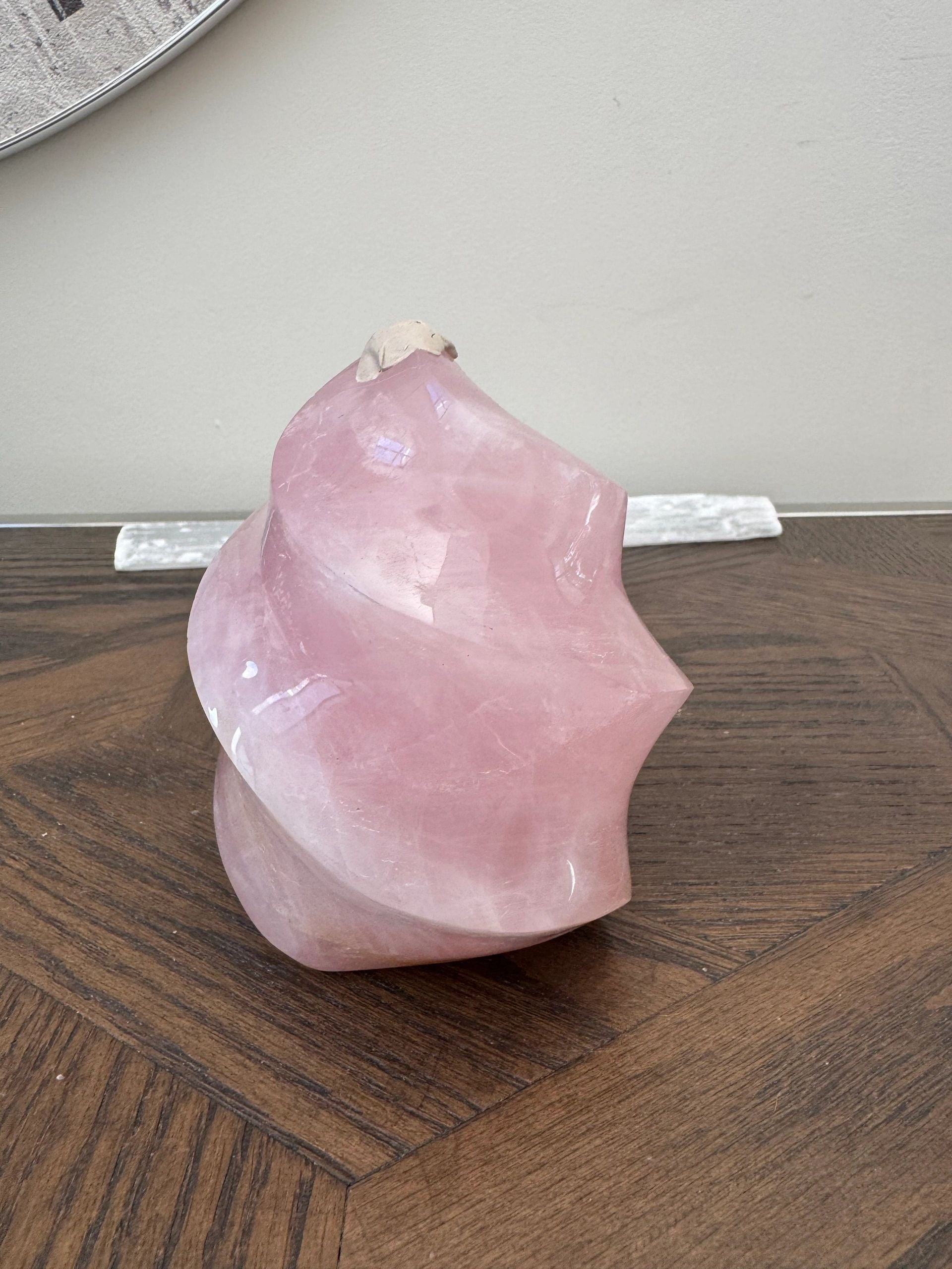 Natural Rose Quartz Flame Carving Crystal Specimen
