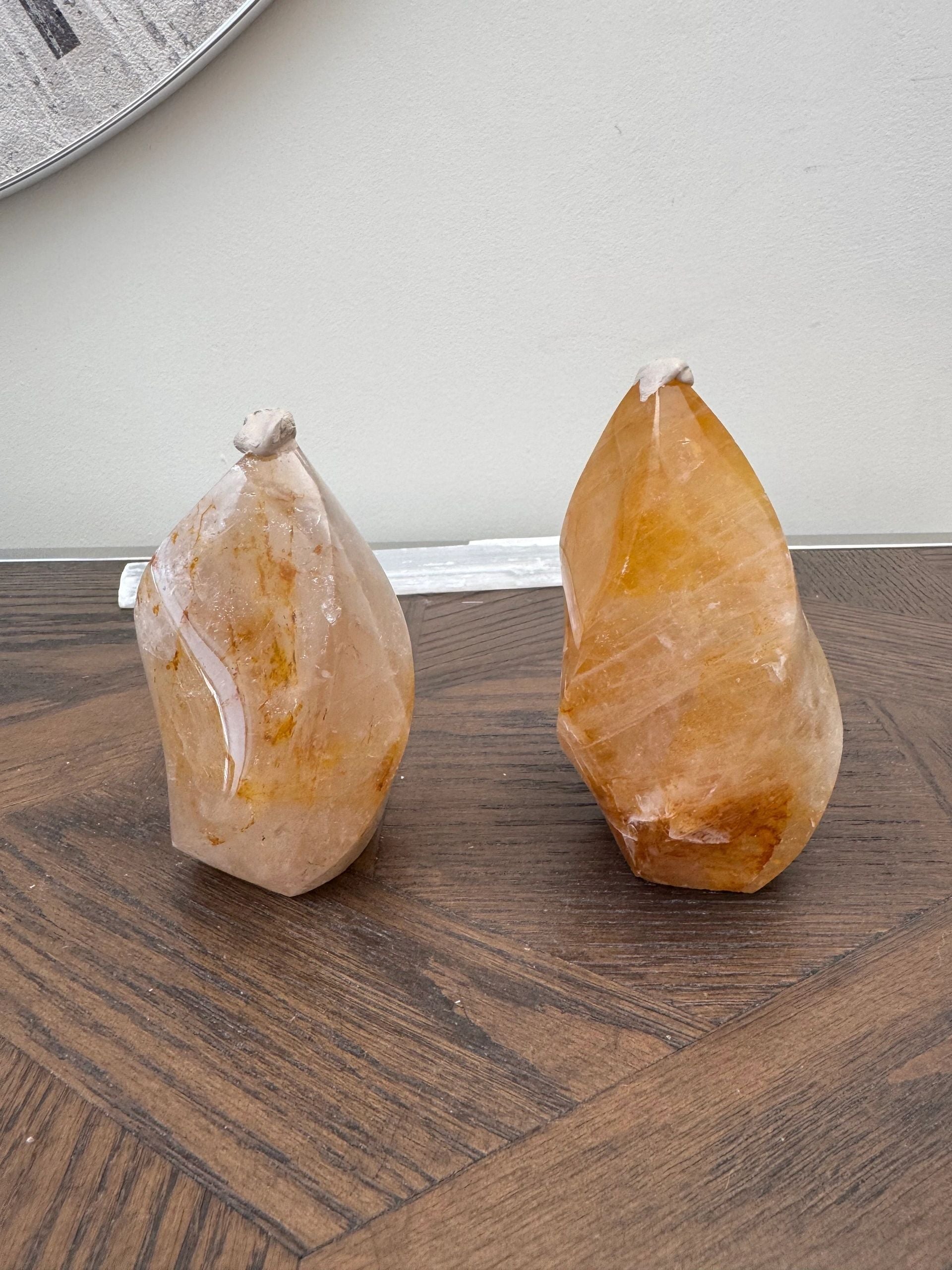 Natural Golden Healer Flame Carving Crystal Specimen