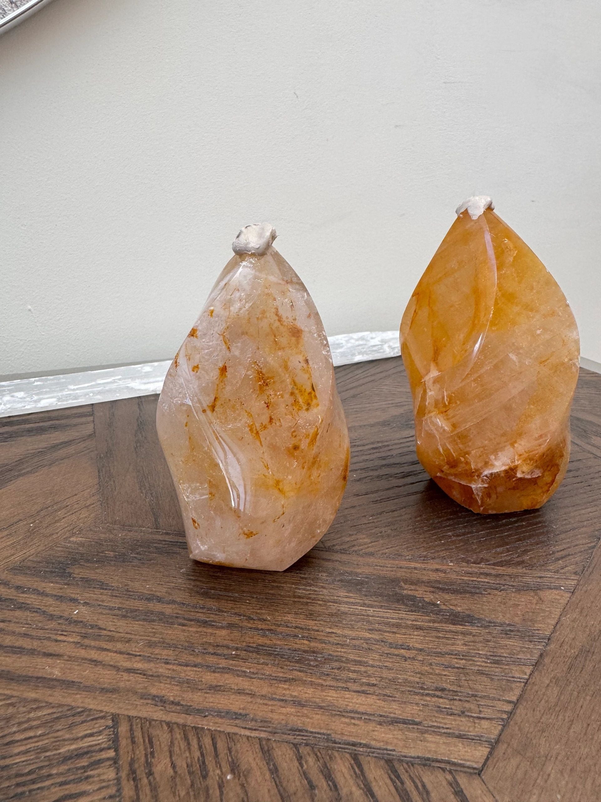 Natural Golden Healer Flame Carving Crystal Specimen