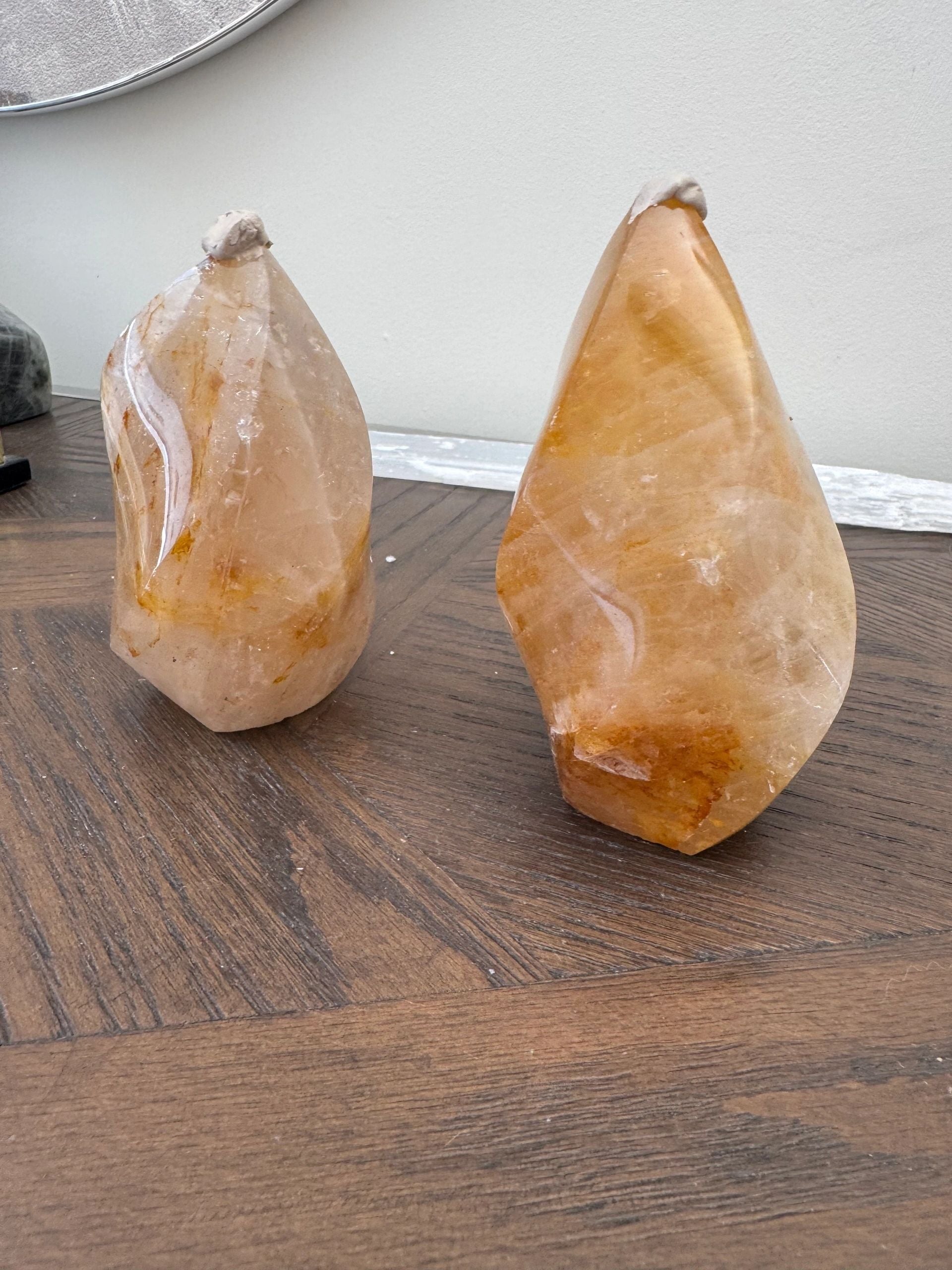Natural Golden Healer Flame Carving Crystal Specimen
