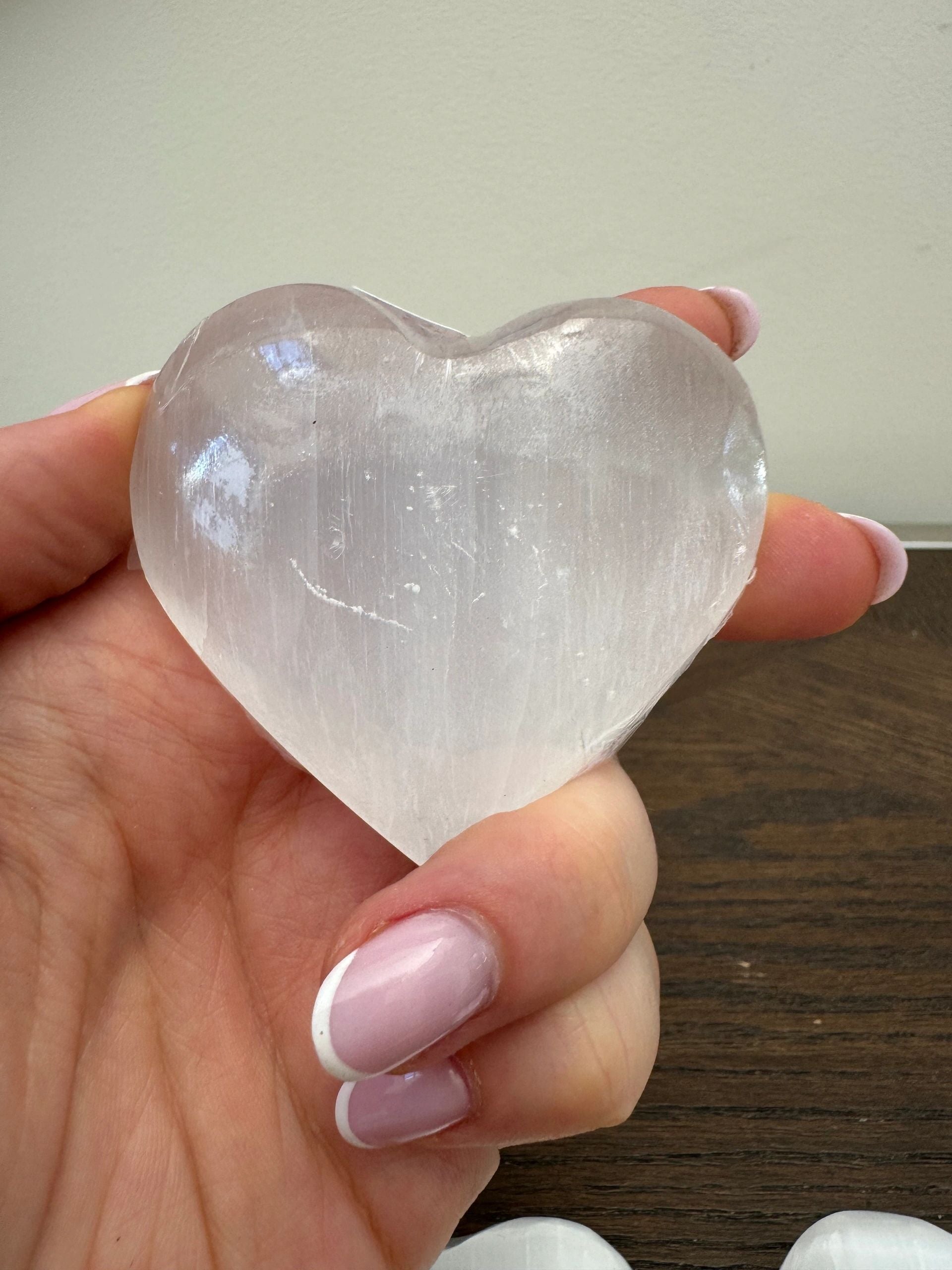 Natural Selenite Heart Carving Crystal Specimen