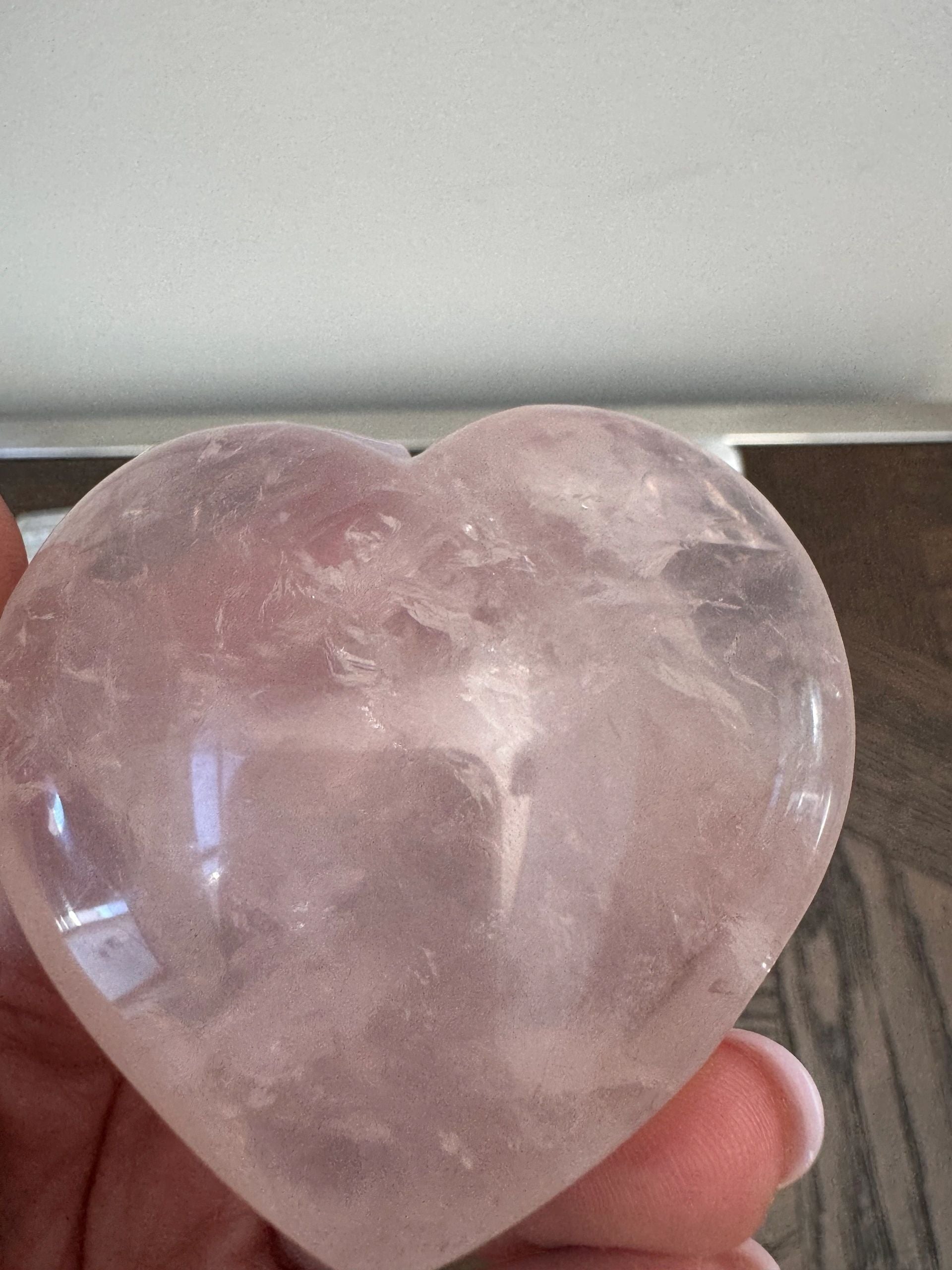 Natural Rose Quartz Heart Carving Crystal Specimen