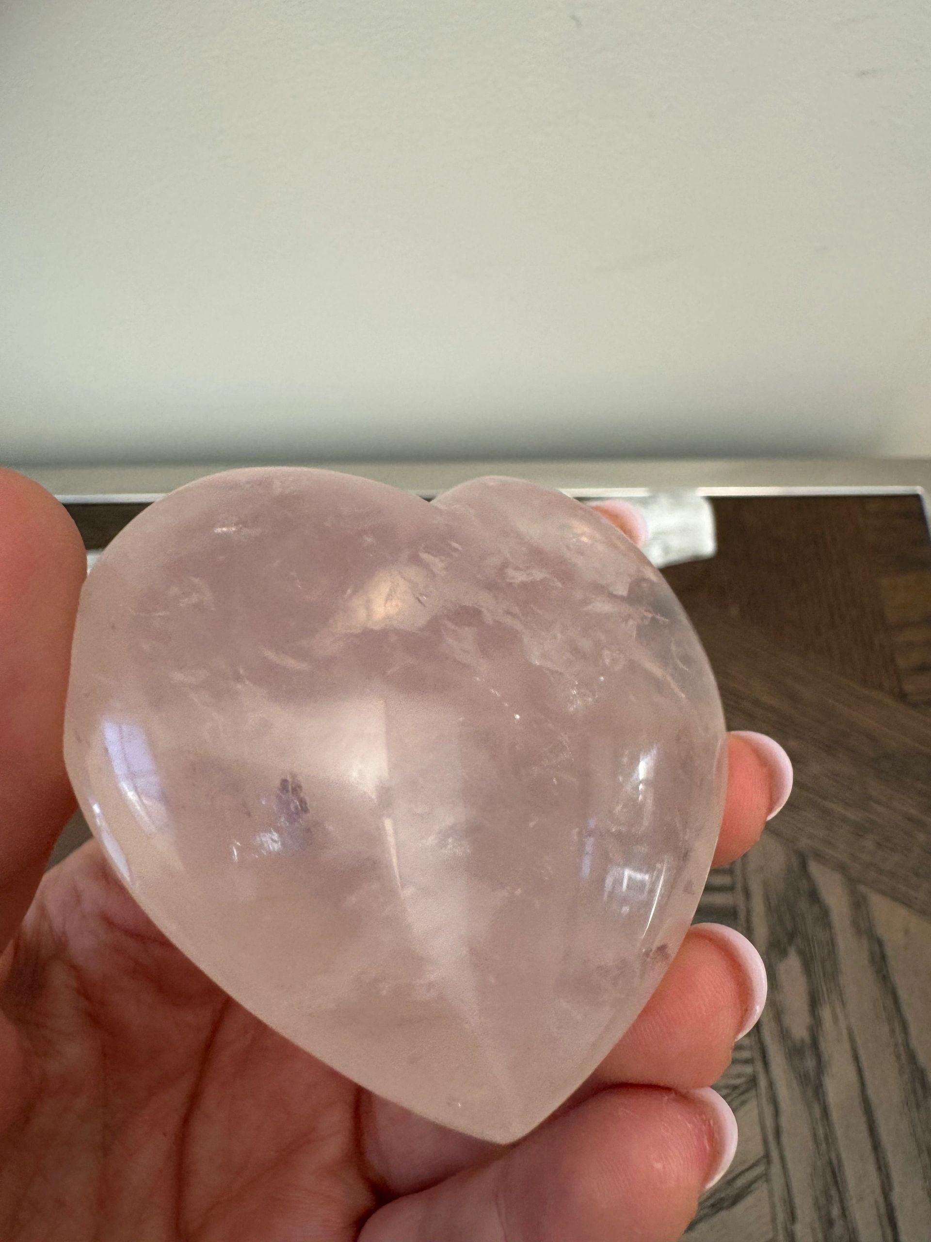Natural Rose Quartz Heart Carving Crystal Specimen