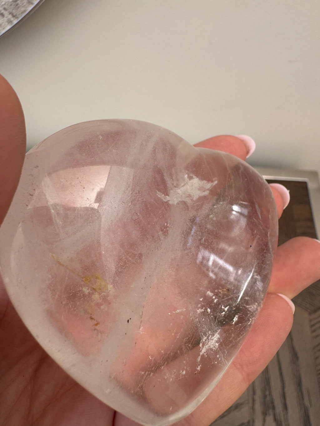 Natural Clear Quartz Heart Carving Crystal Specimen