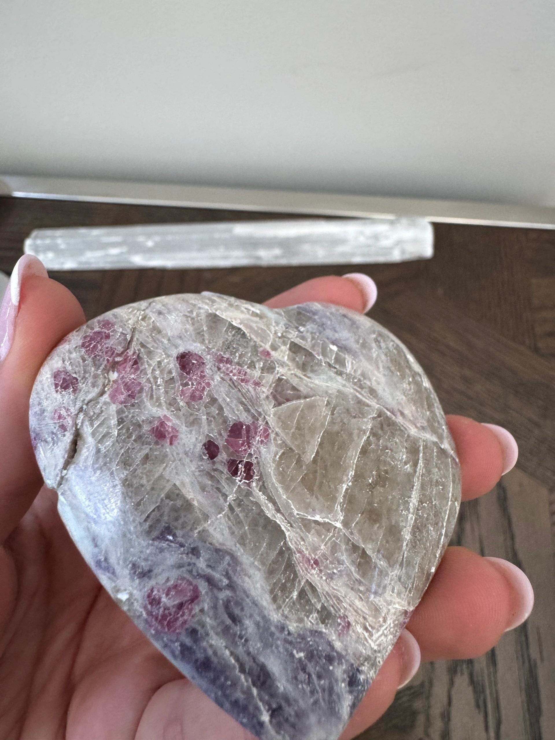 Natural Pink Tourmaline Heart Carving Crystal Specimen