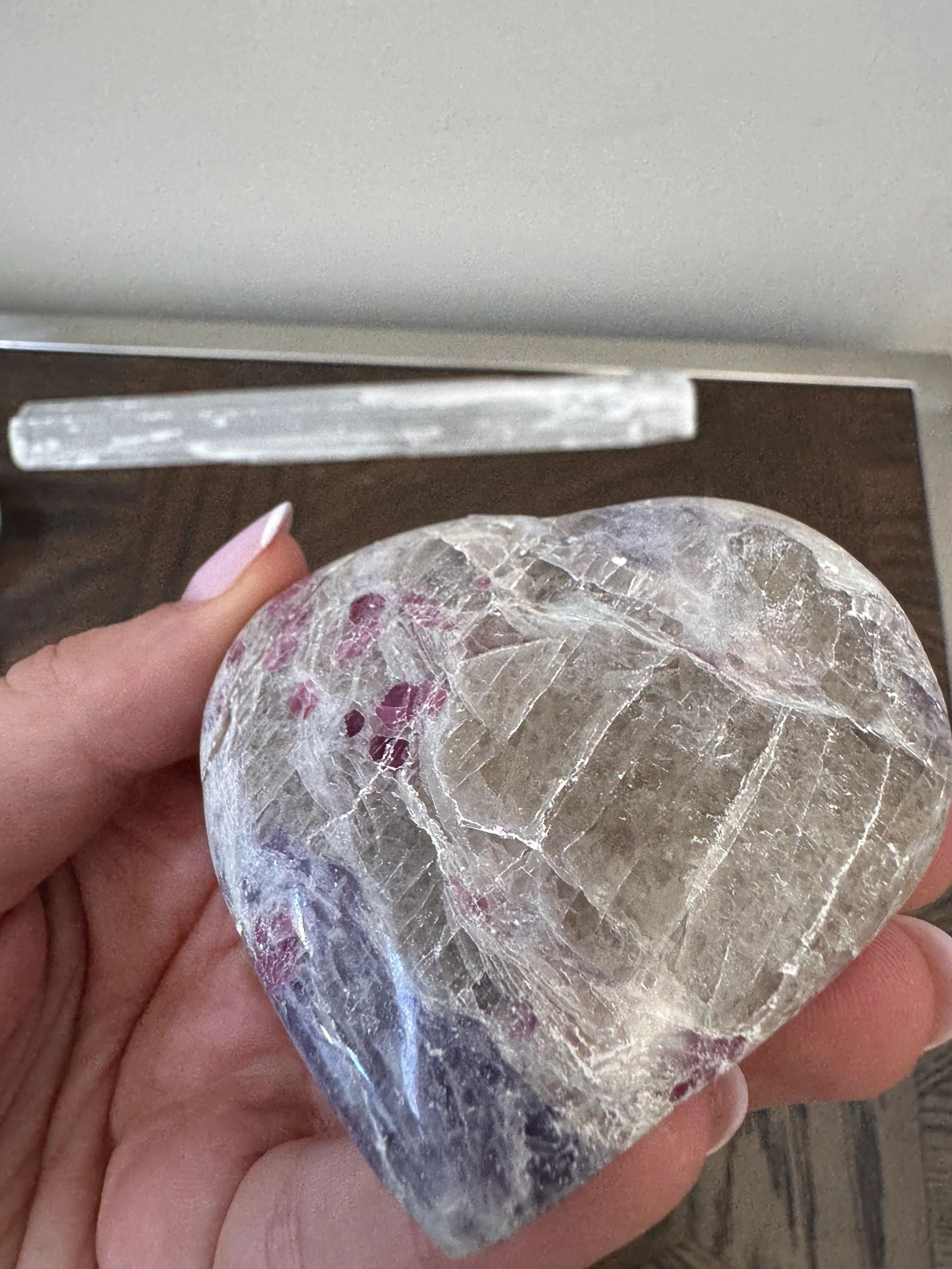 Natural Pink Tourmaline Heart Carving Crystal Specimen