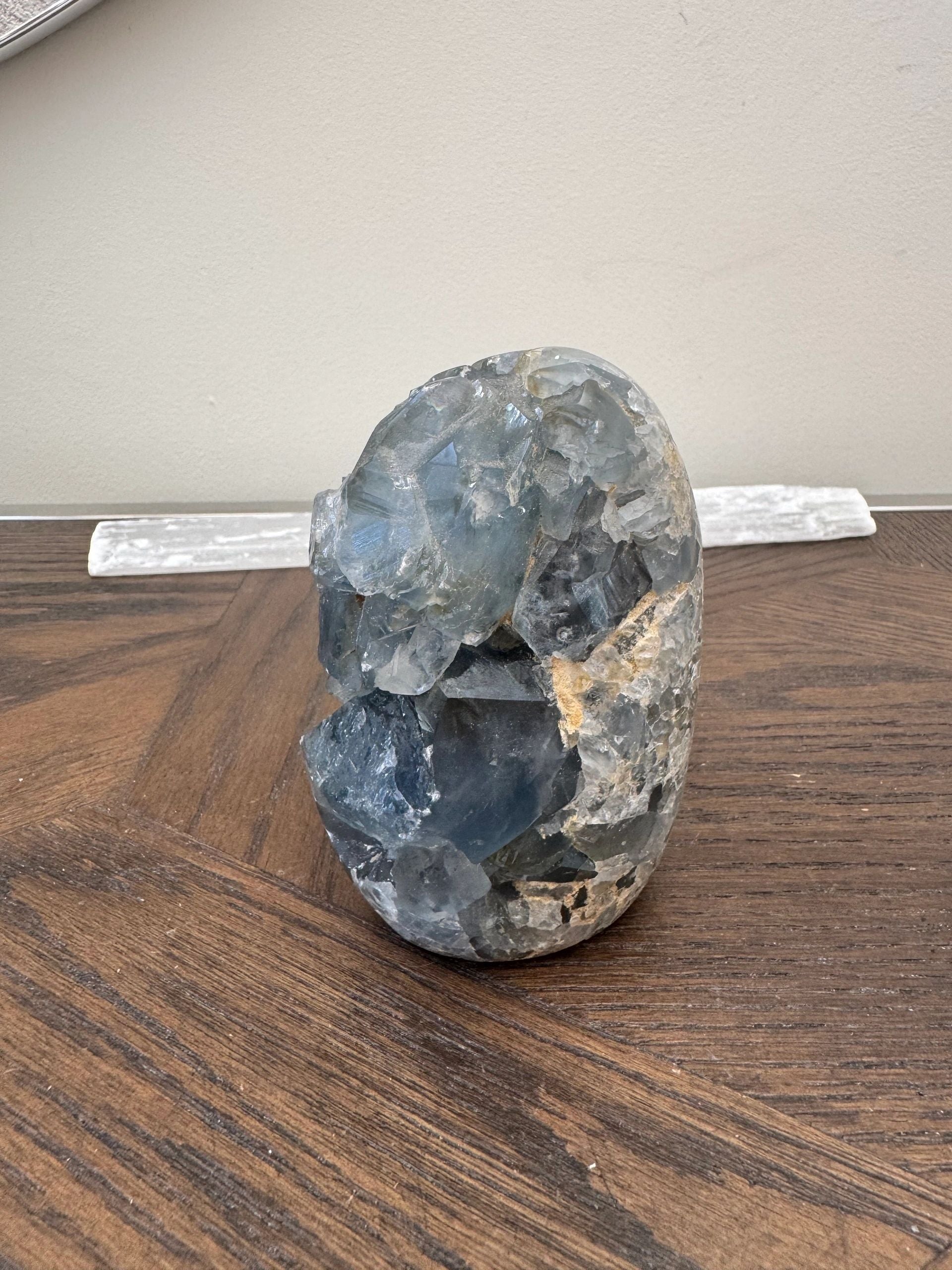 Natural Blue Celestite Geode Mineral Crystal Specimen