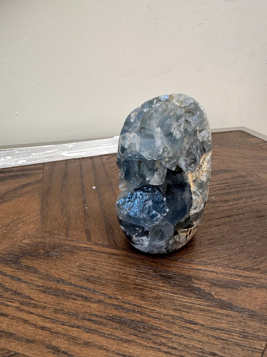 Natural Blue Celestite Geode Mineral Crystal Specimen