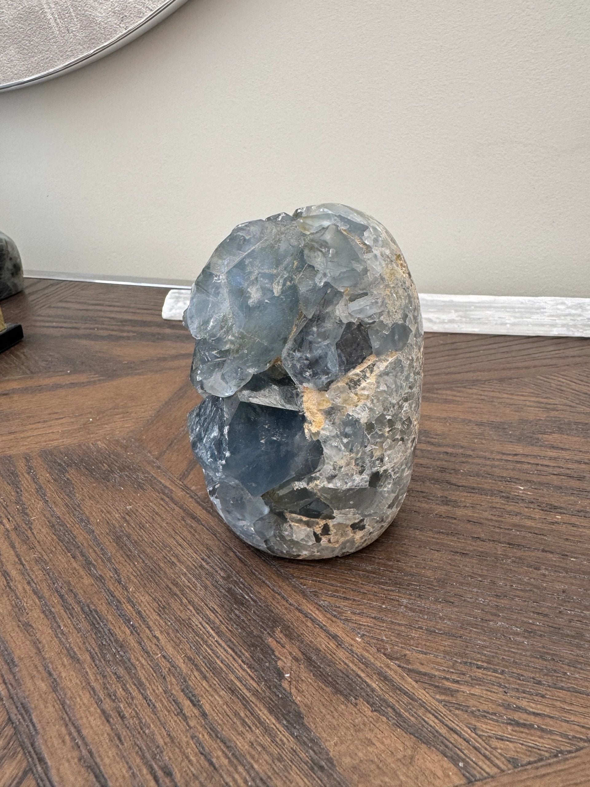 Natural Blue Celestite Geode Mineral Crystal Specimen