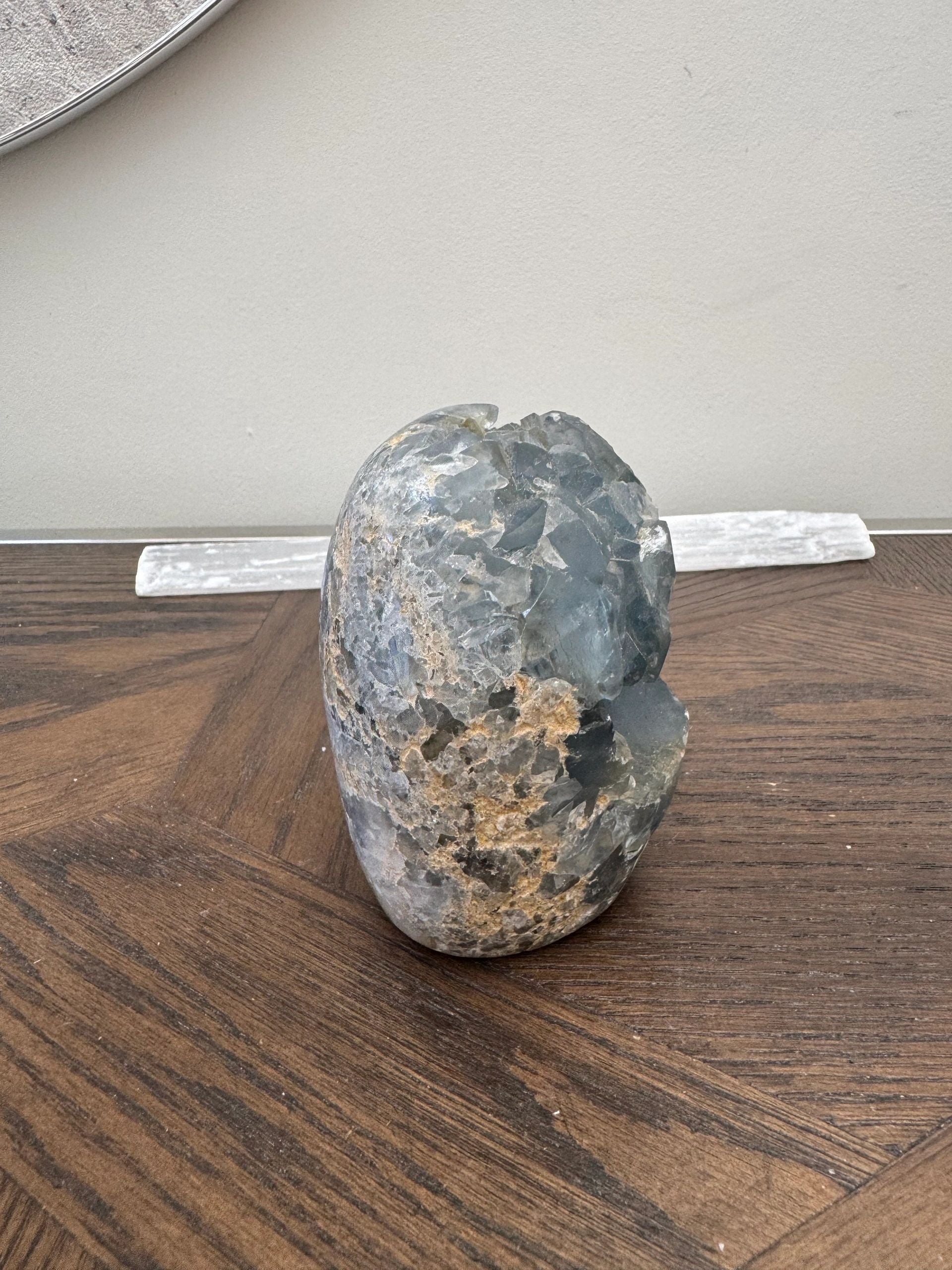 Natural Blue Celestite Geode Mineral Crystal Specimen