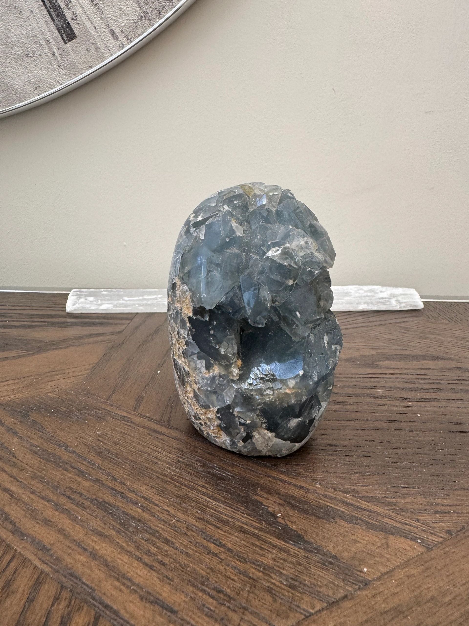 Natural Blue Celestite Geode Mineral Crystal Specimen