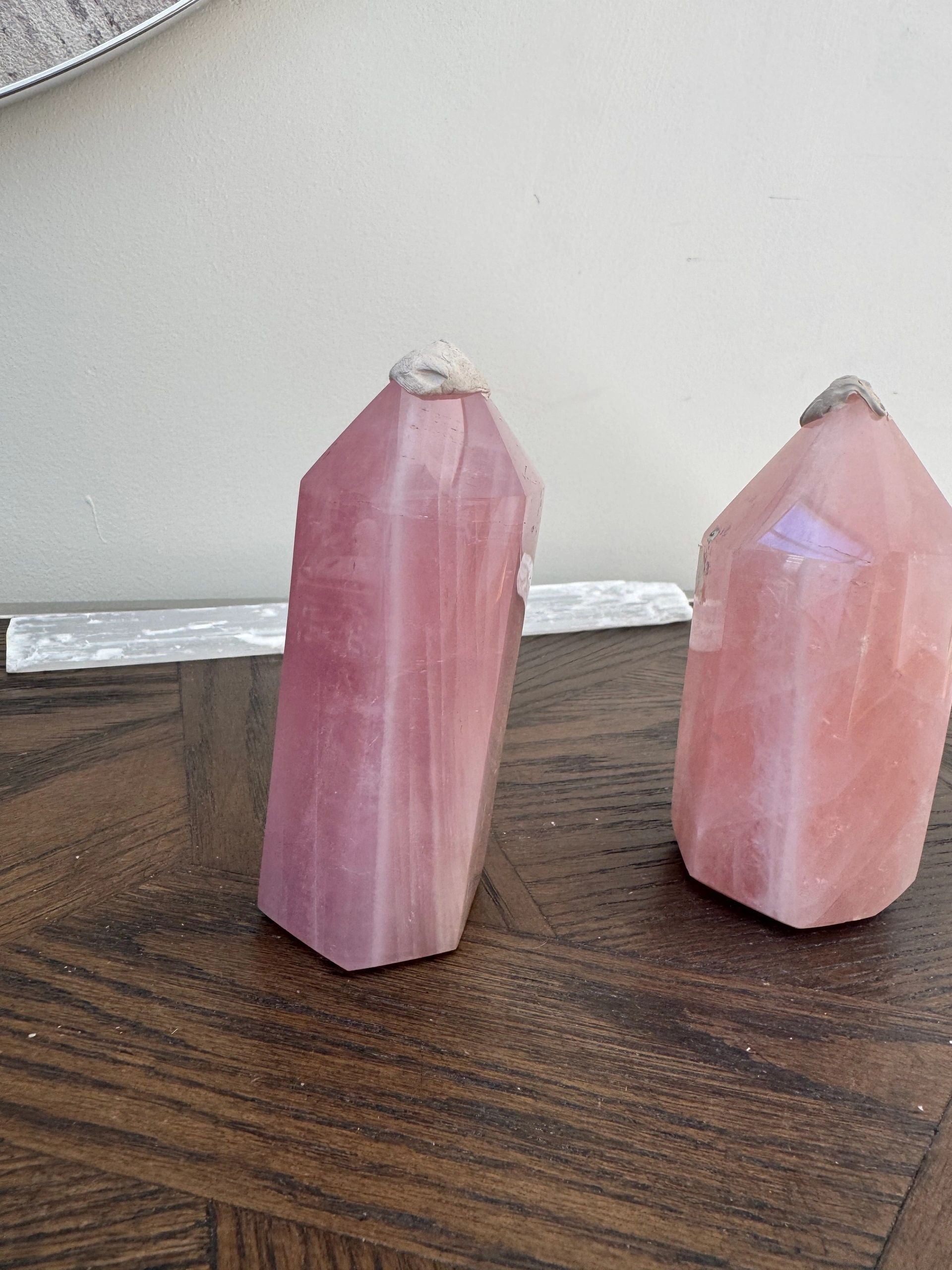 Natural Rose Quartz Polished Point Mineral Crystal Specimen