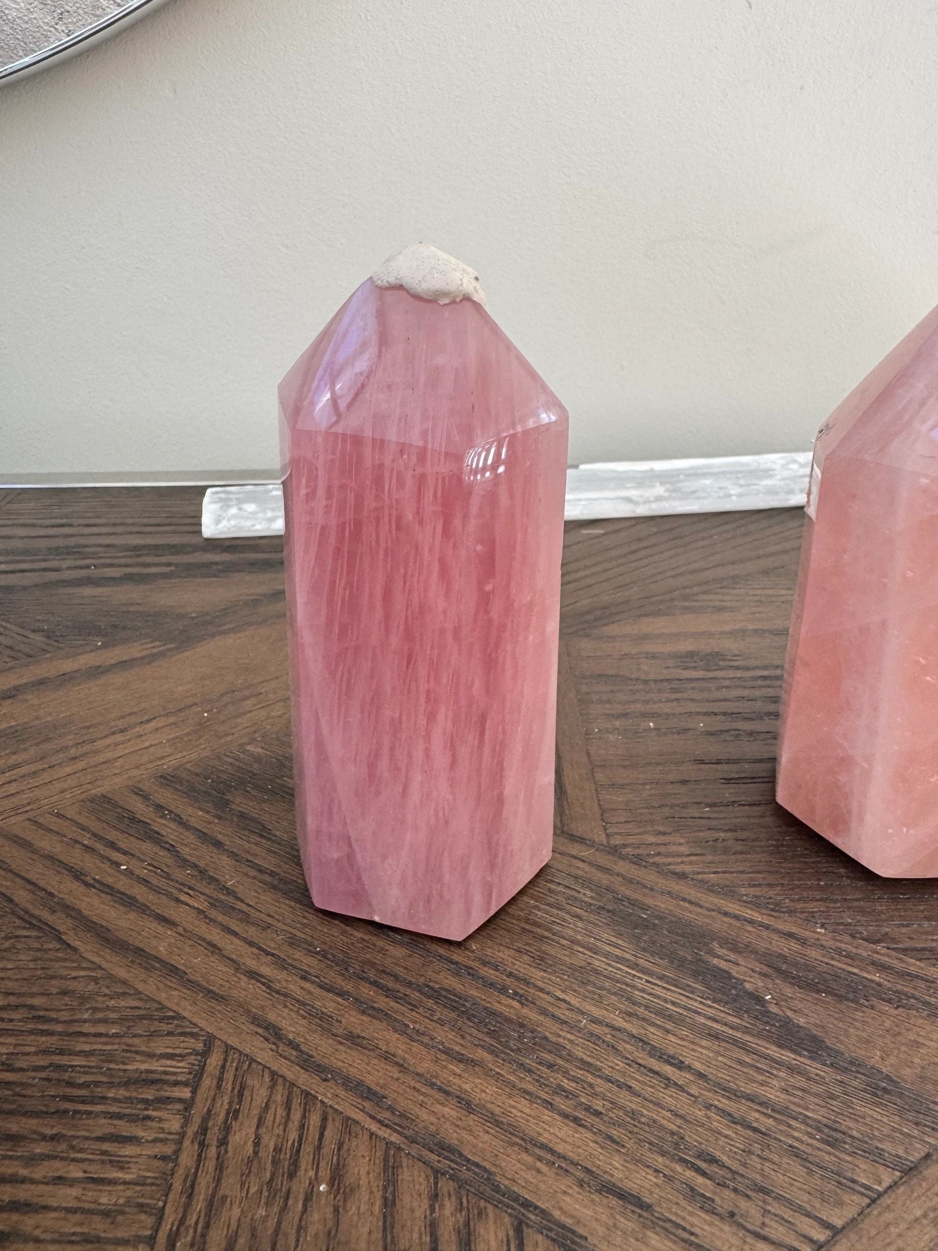 Natural Rose Quartz Polished Point Mineral Crystal Specimen