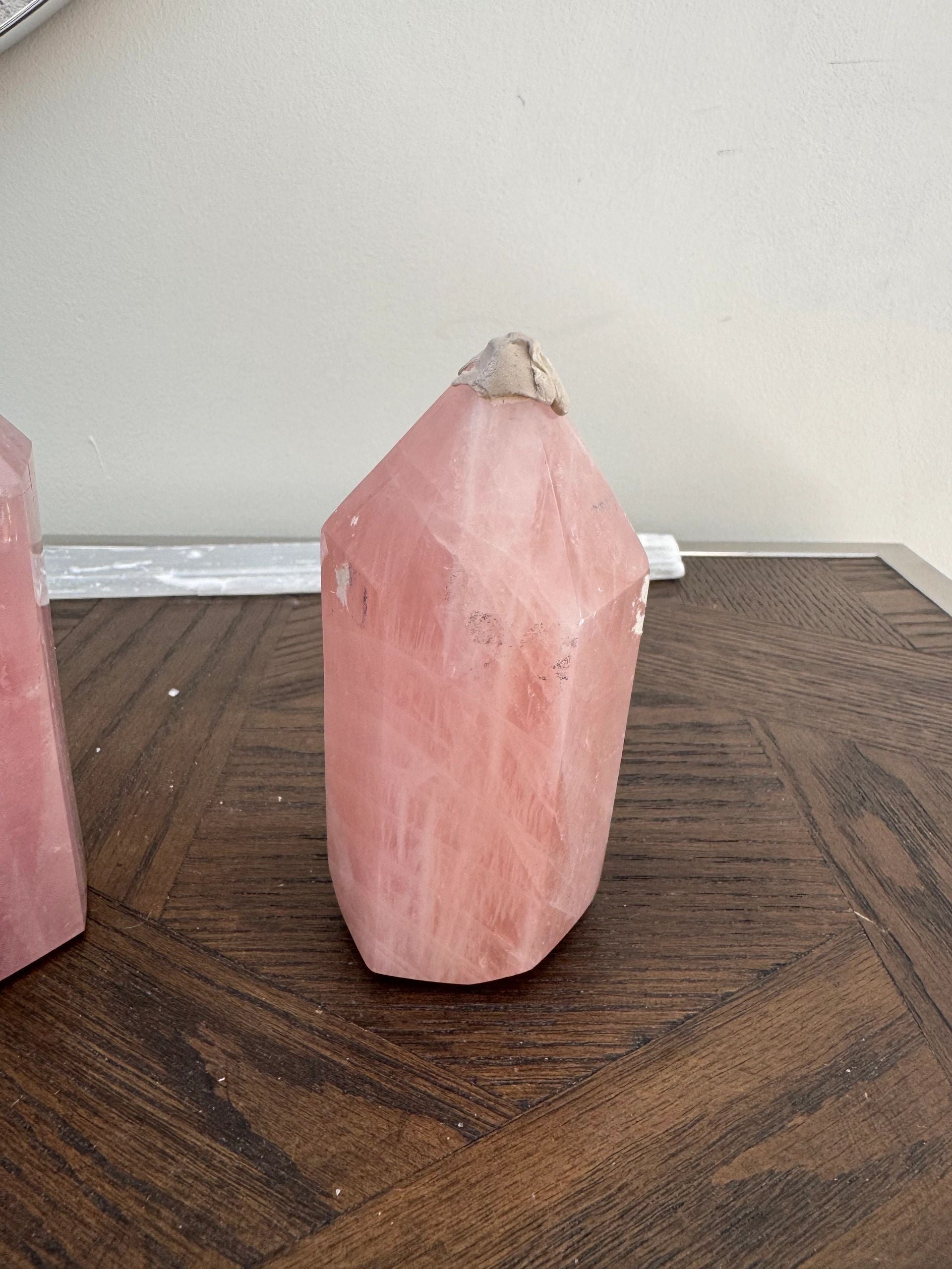 Natural Rose Quartz Polished Point Mineral Crystal Specimen