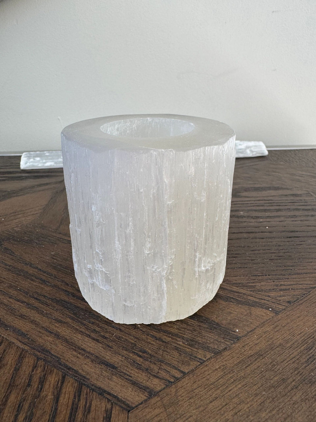 Natural White Selenite Candle Holder Mineral Crystal Specimen
