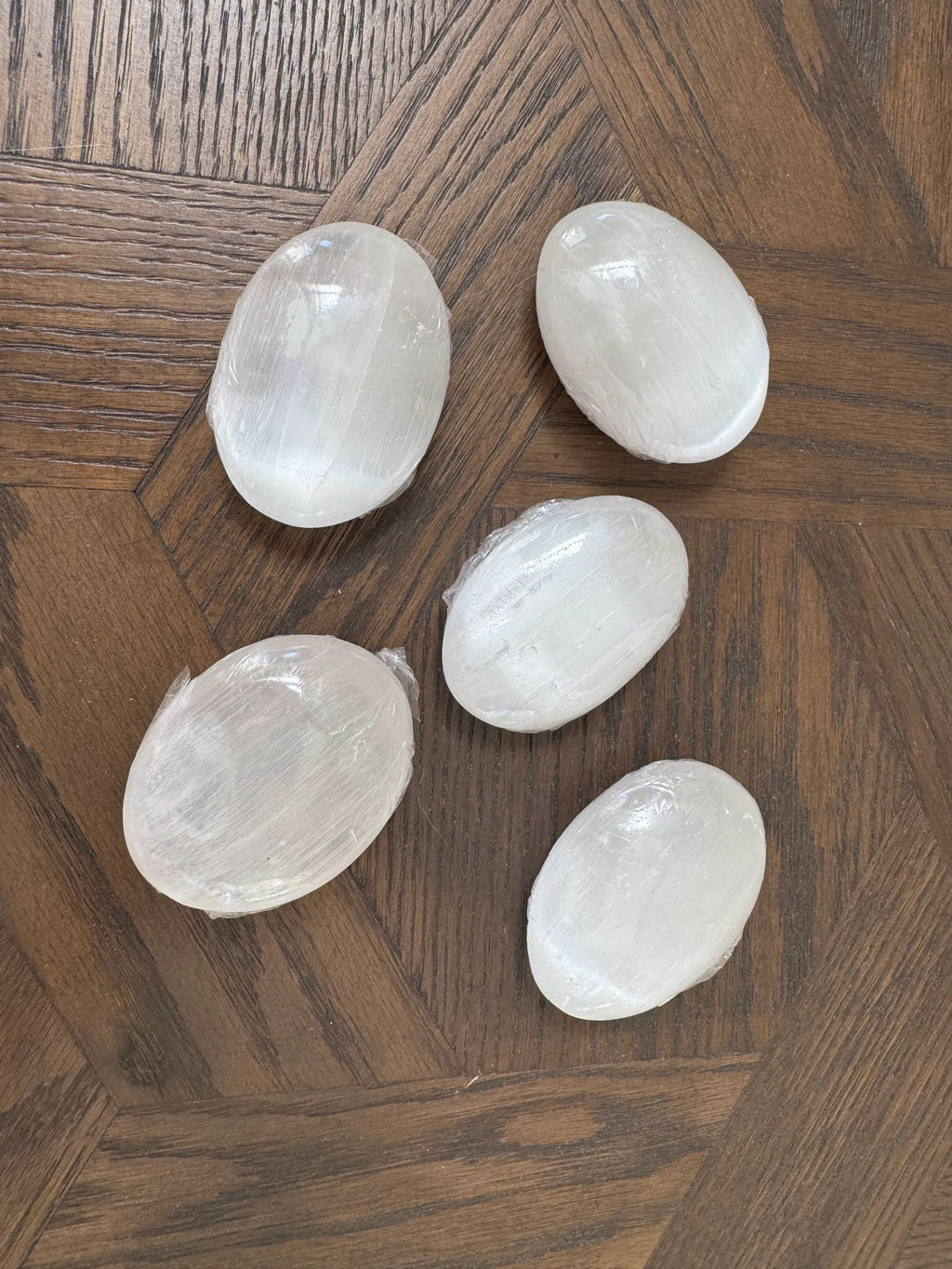 Natural Selenite Polished Palm Stone Mineral Crystal Specimen