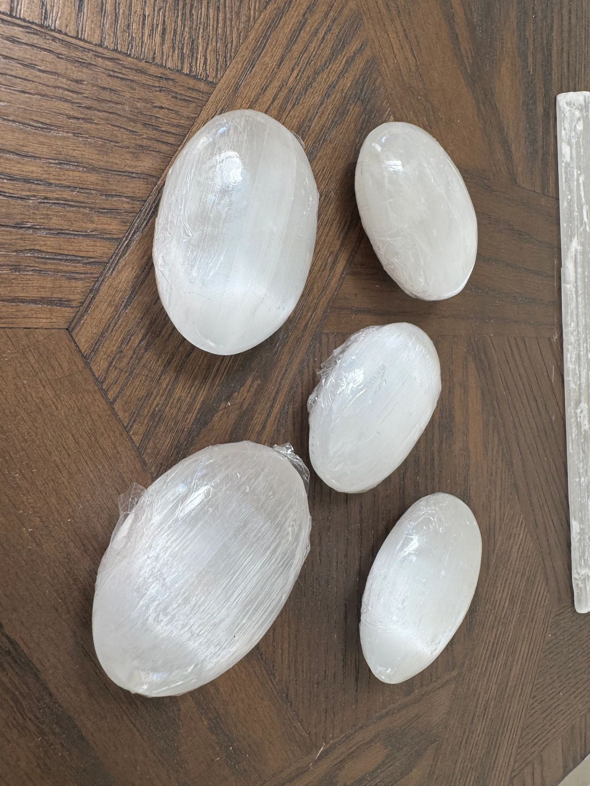 Natural Selenite Polished Palm Stone Mineral Crystal Specimen
