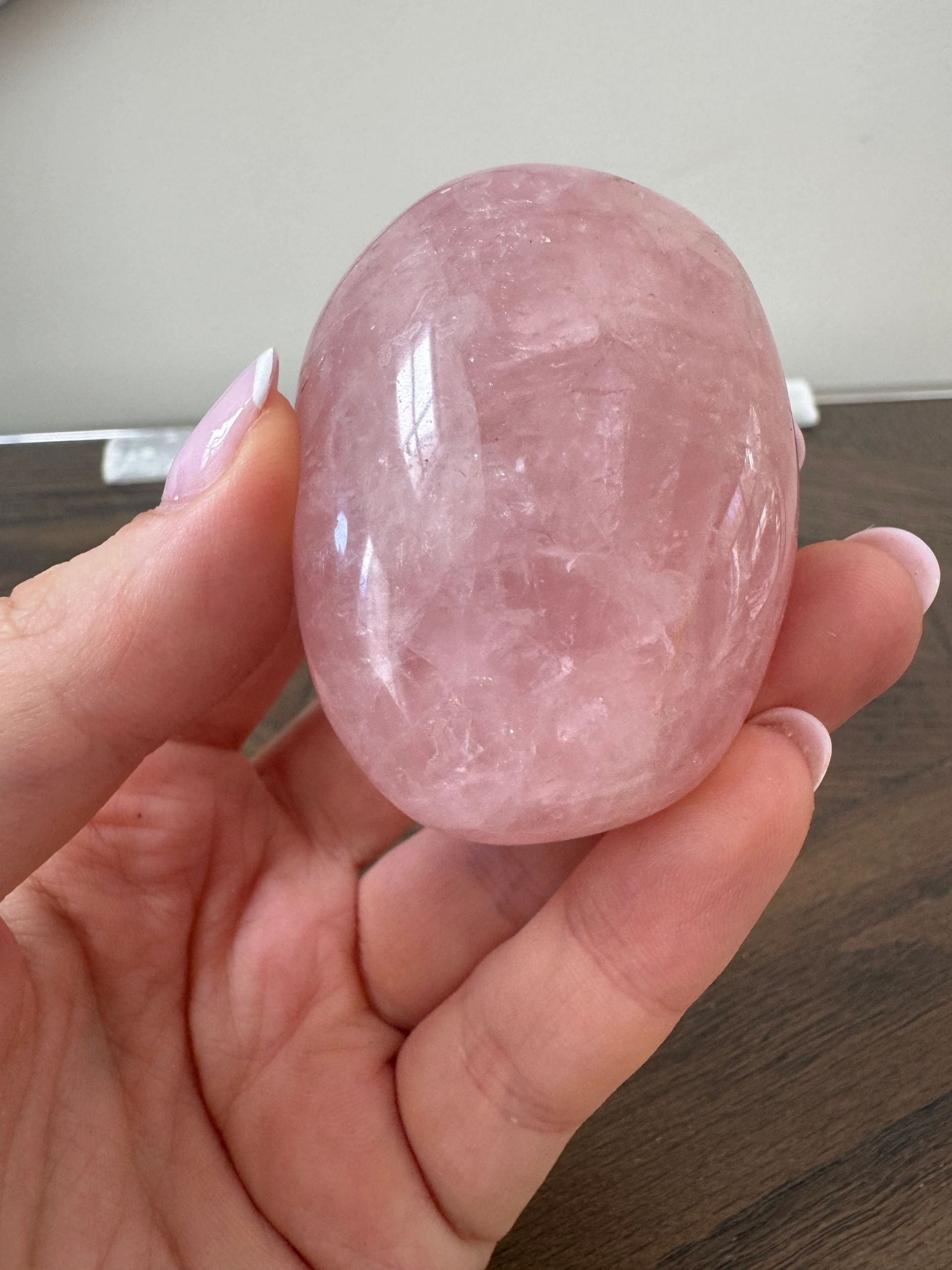 Natural Rose Quartz Polished Palm Stone Mineral Crystal Specimen