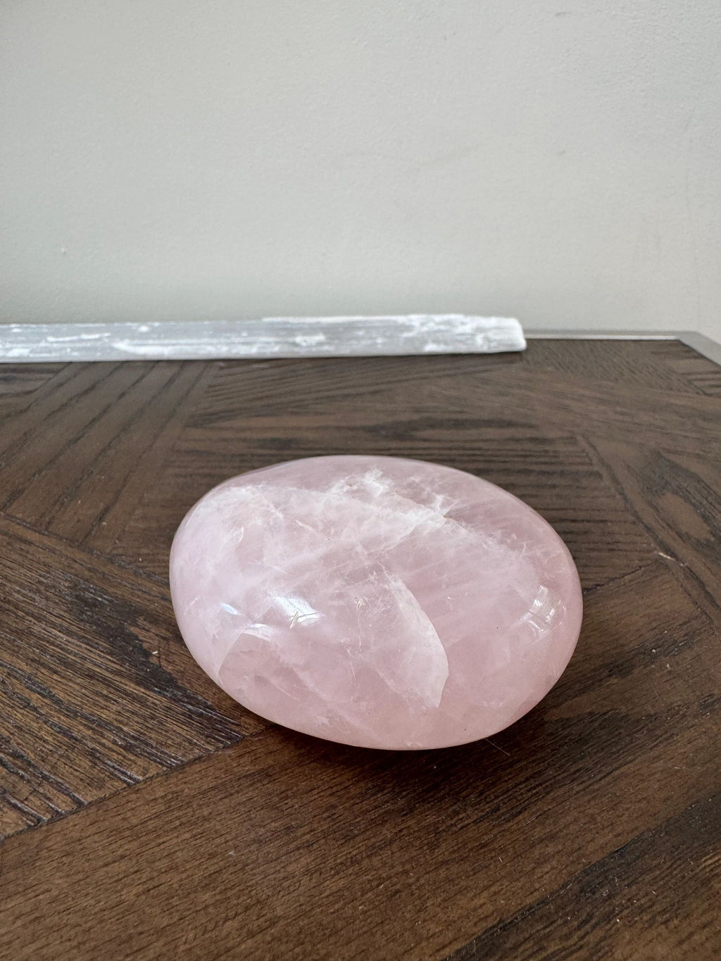 Natural Rose Quartz Polished Palm Stone Mineral Crystal Specimen
