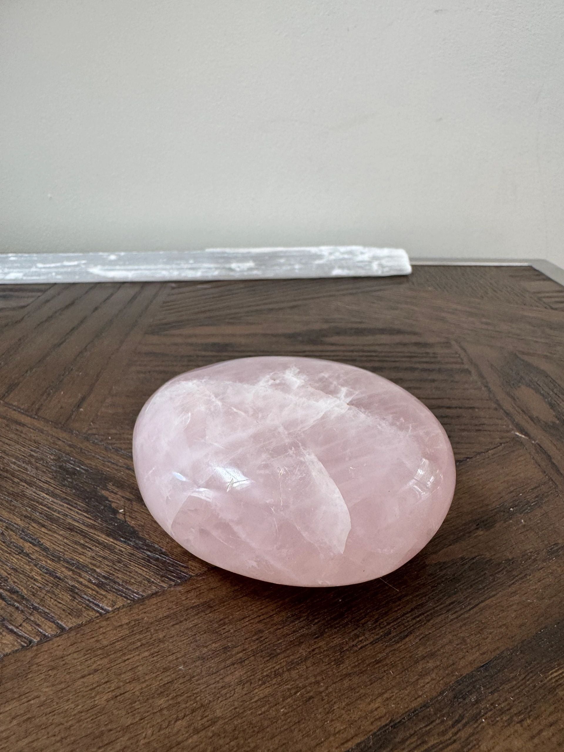 Natural Rose Quartz Polished Palm Stone Mineral Crystal Specimen