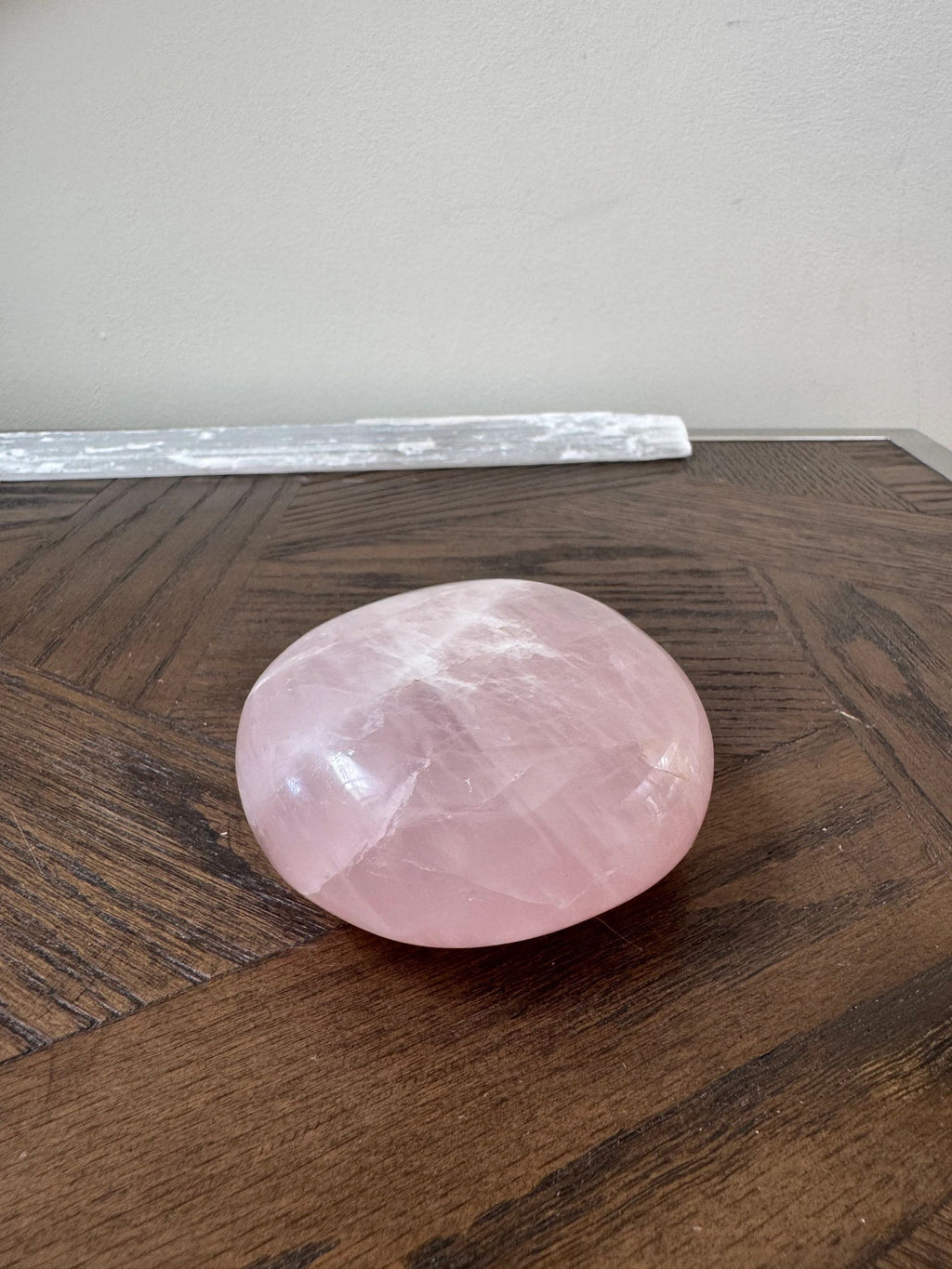 Natural Rose Quartz Polished Palm Stone Mineral Crystal Specimen