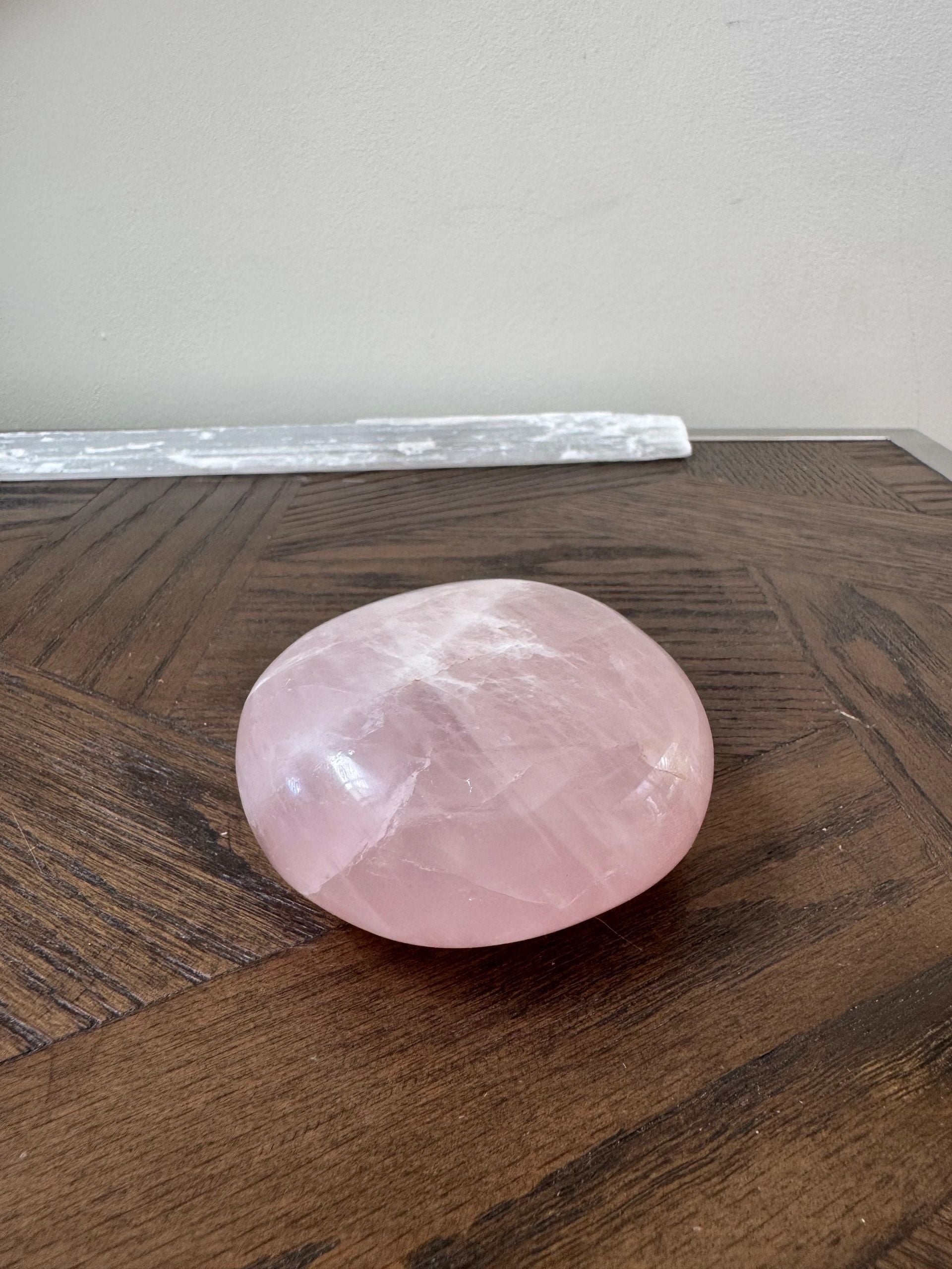 Natural Rose Quartz Polished Palm Stone Mineral Crystal Specimen